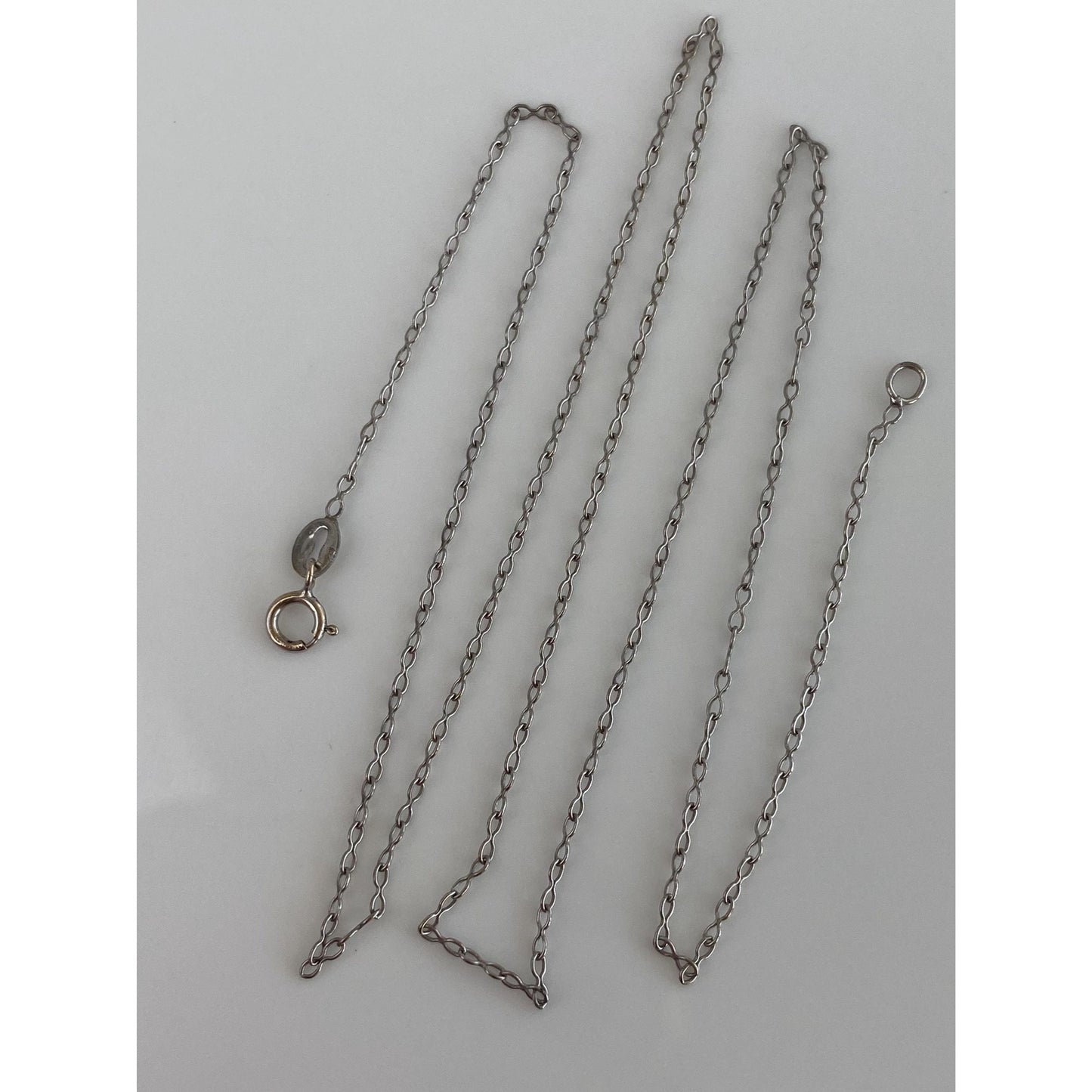 Vintage Solid 14k White Gold Dainty Double Link Chain Necklace - 18 inches