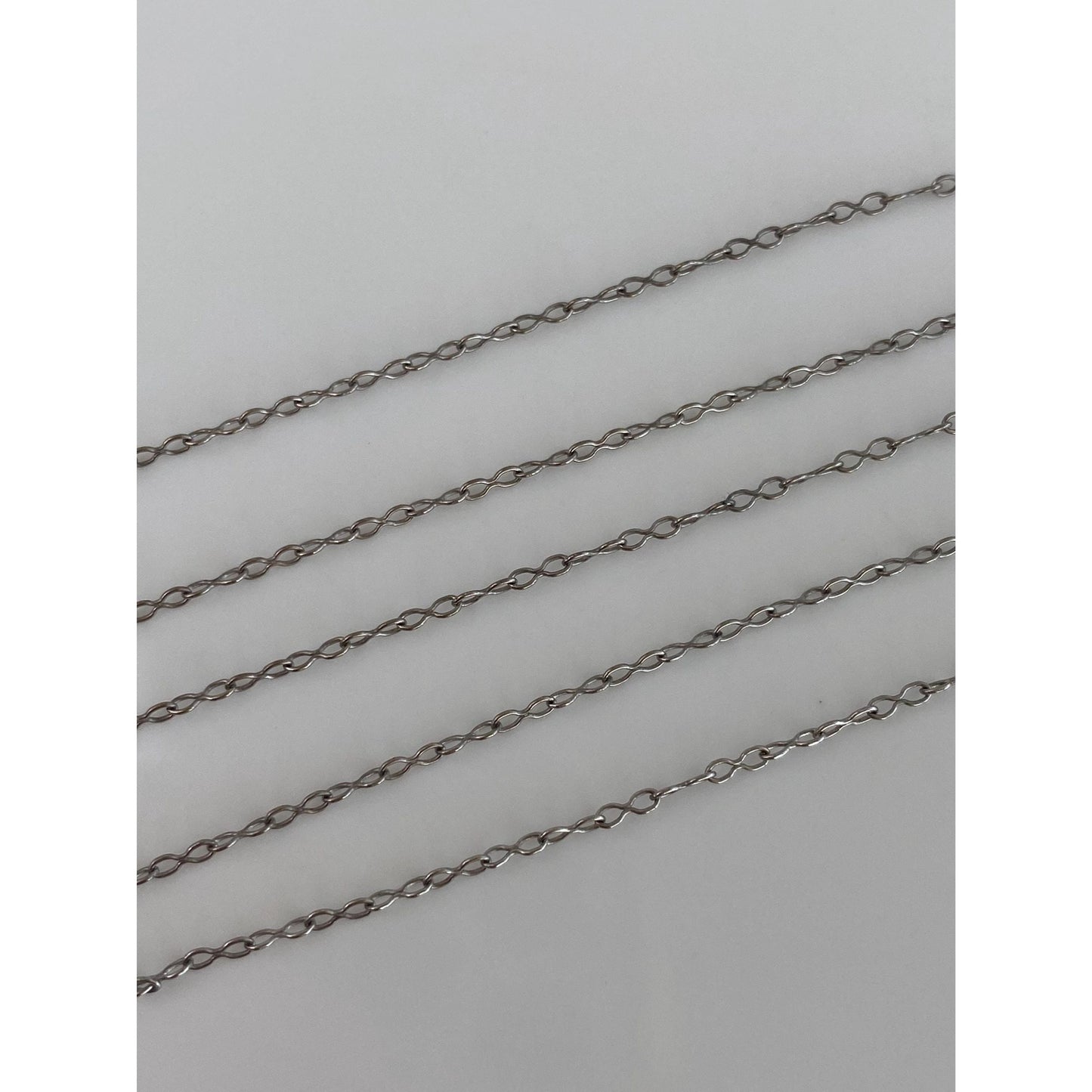 Vintage Solid 14k White Gold Dainty Double Link Chain Necklace - 18 inches