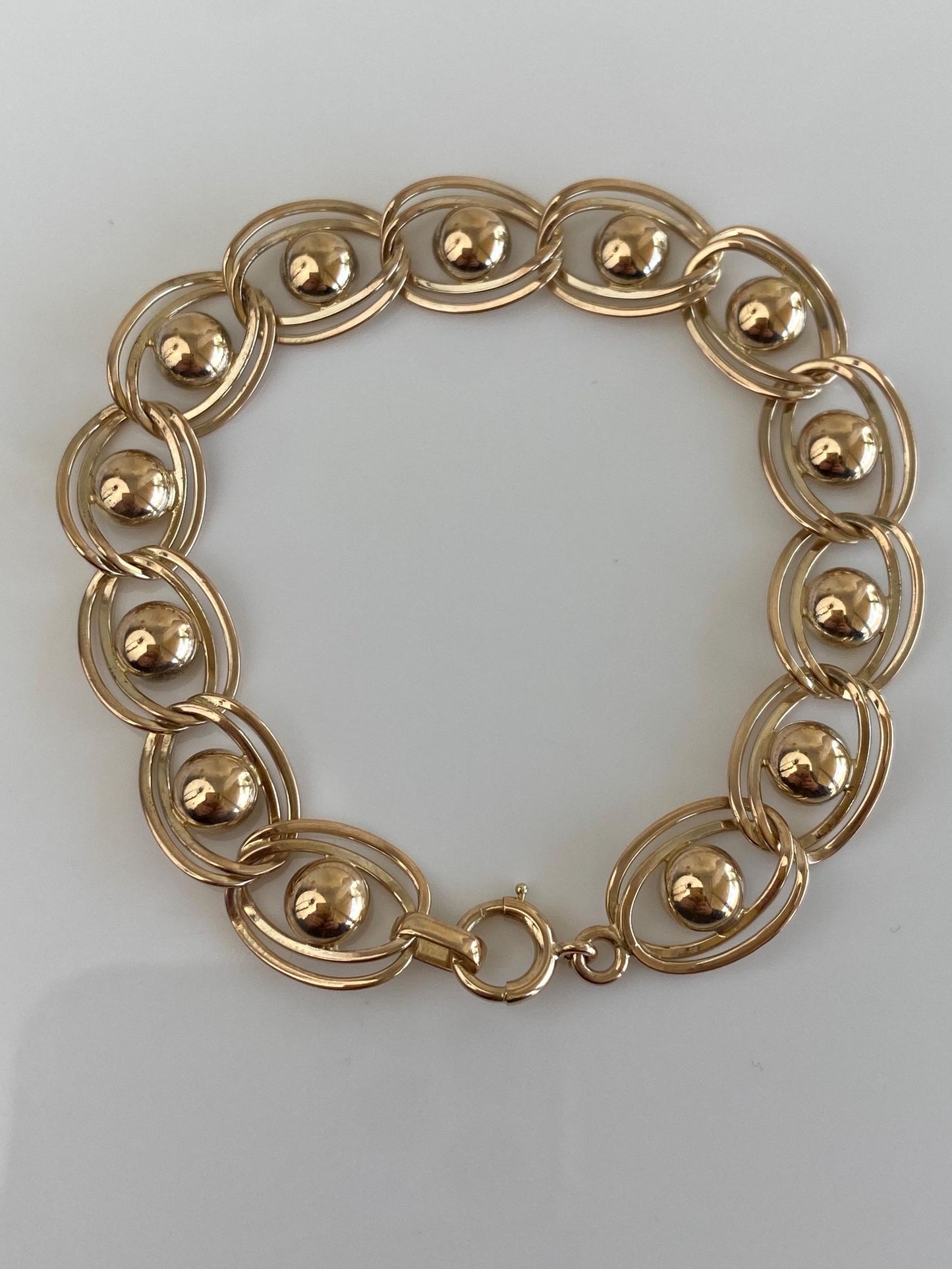Vintage Solid 14k Yellow Gold Fancy Link Chain Bracelet - 7 inches