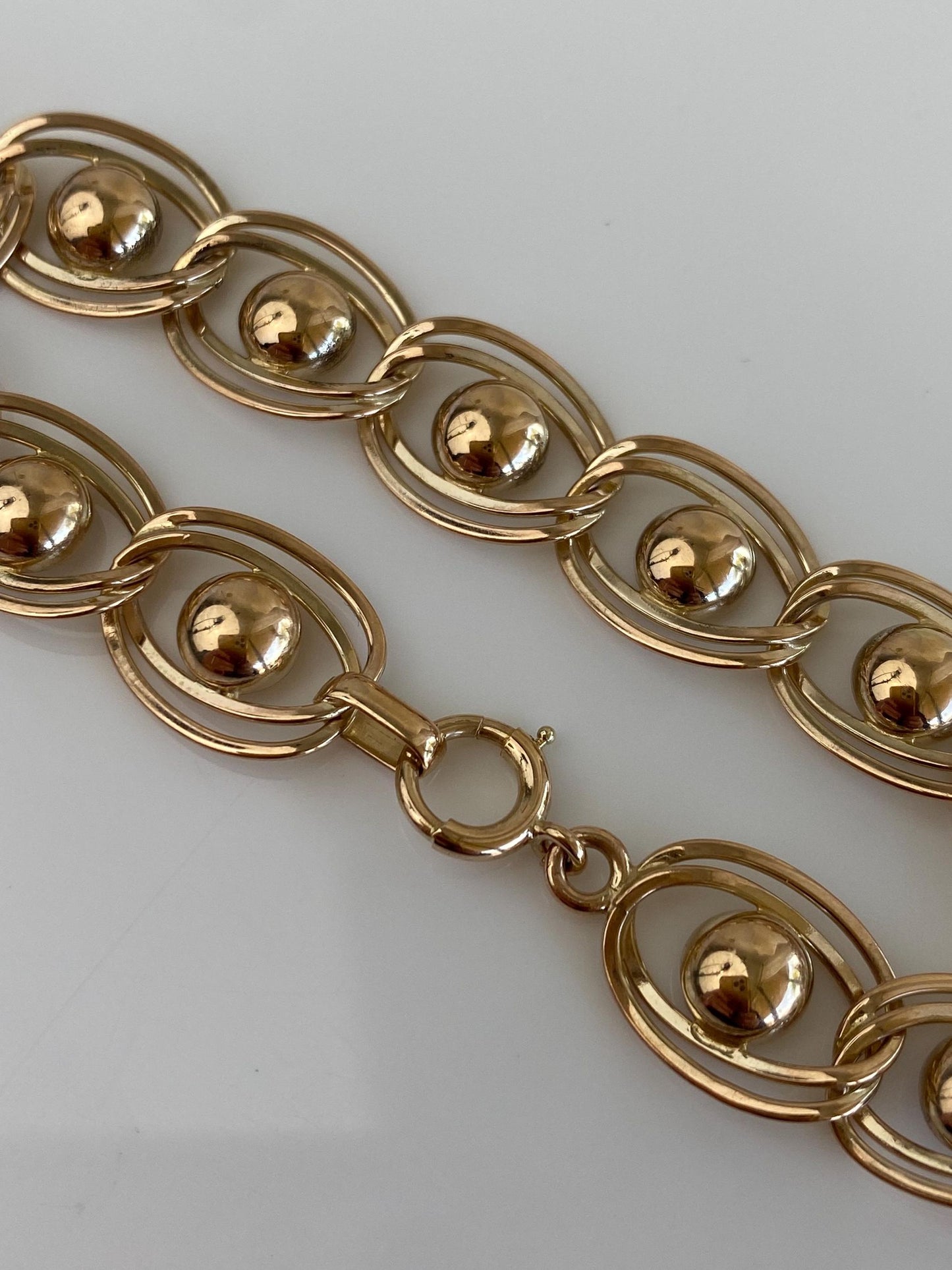Vintage Solid 14k Yellow Gold Fancy Link Chain Bracelet - 7 inches