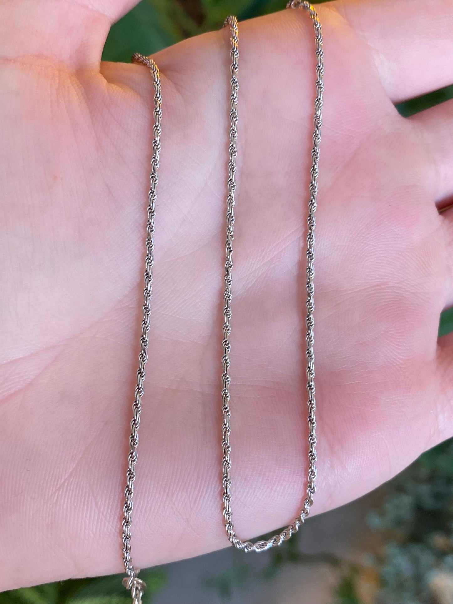 Vintage Solid 14k White Gold Rope Chain Necklace - 16.25 inches