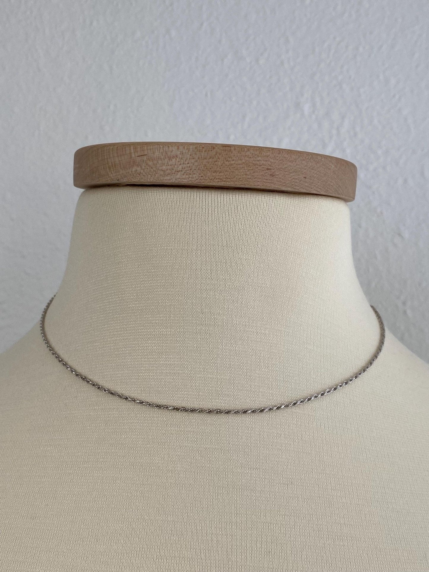 Vintage Solid 14k White Gold Rope Chain Necklace - 16.25 inches