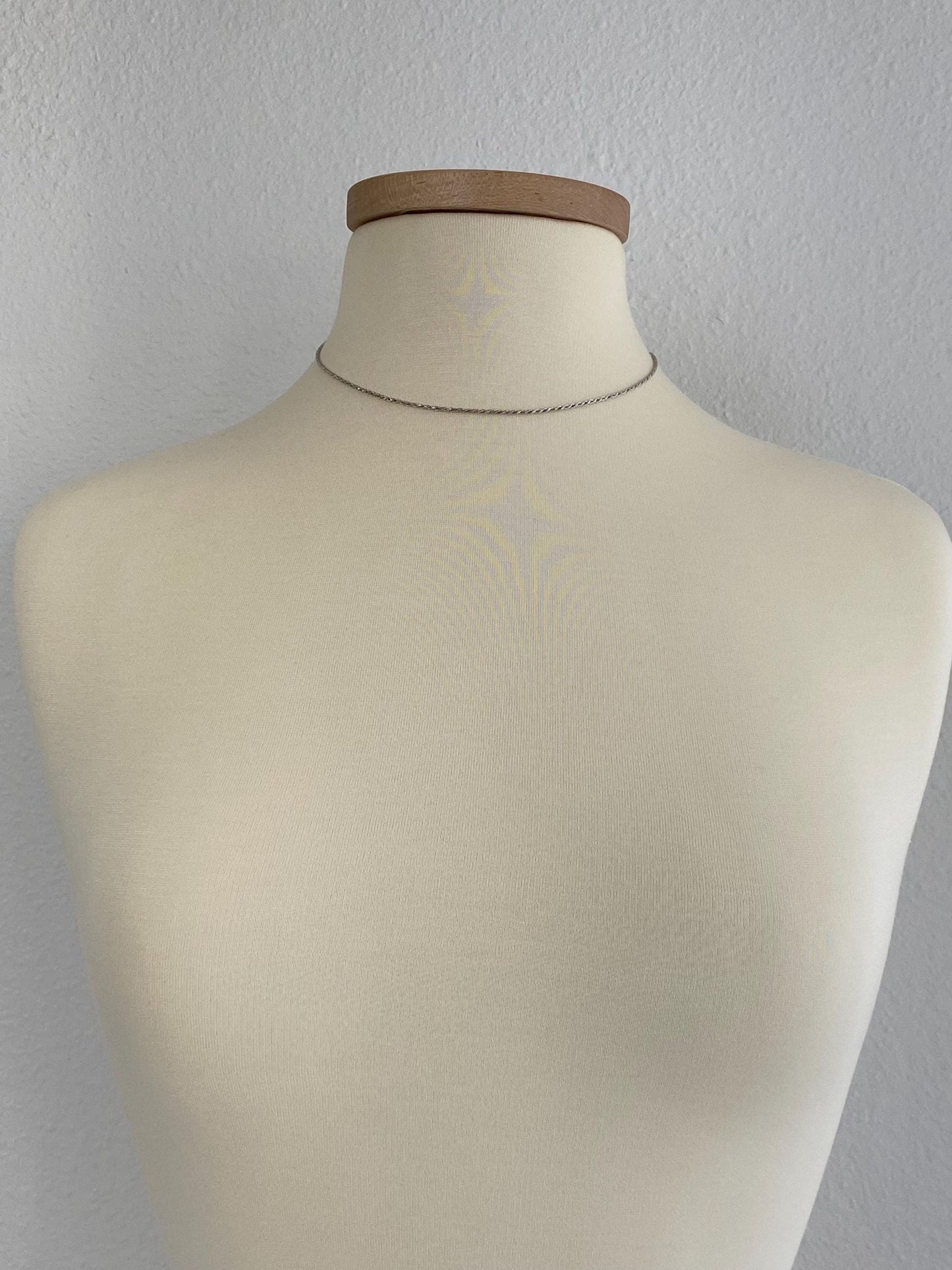 Vintage Solid 14k White Gold Rope Chain Necklace - 16.25 inches