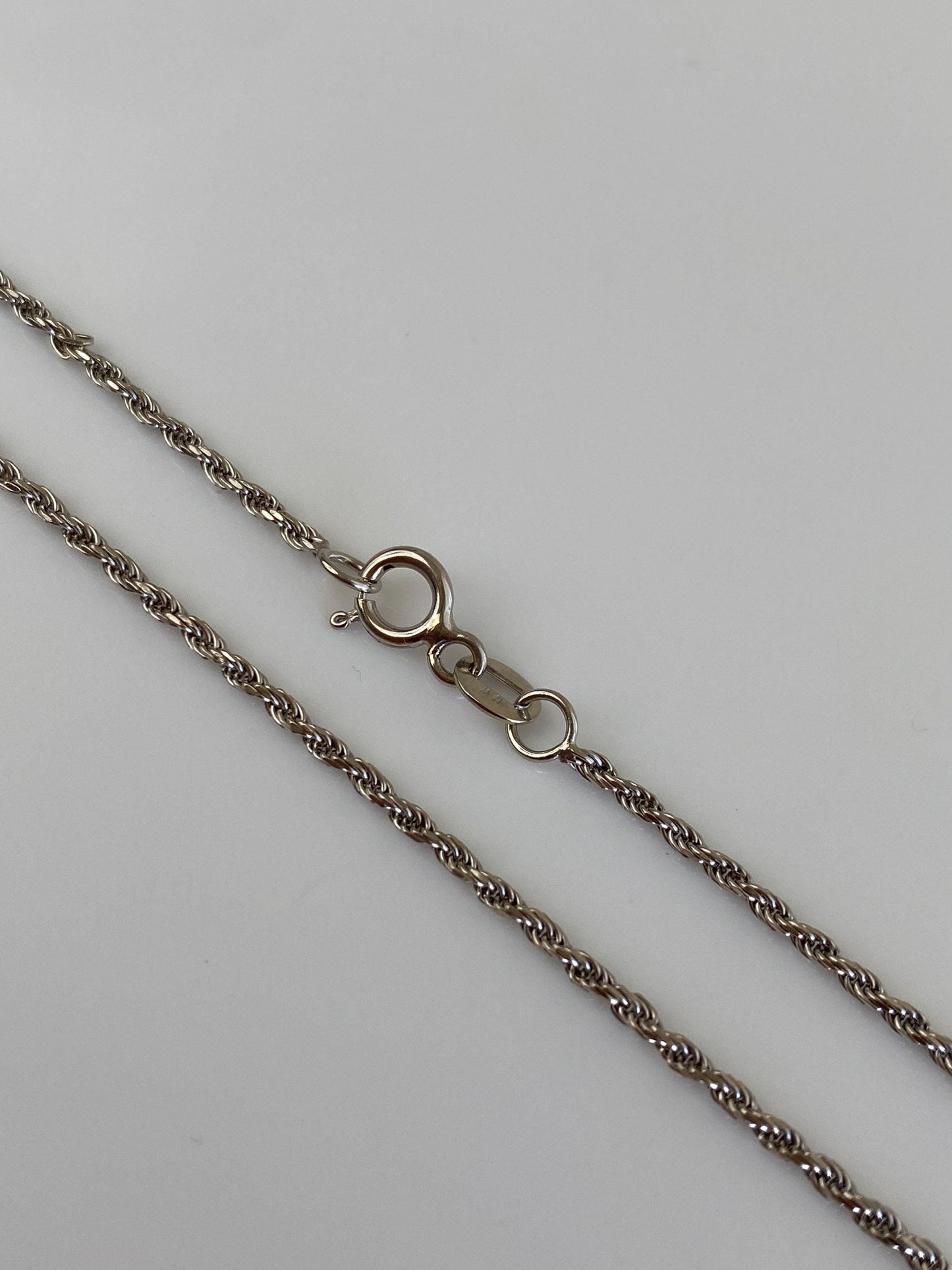 Vintage Solid 14k White Gold Rope Chain Necklace - 16.25 inches