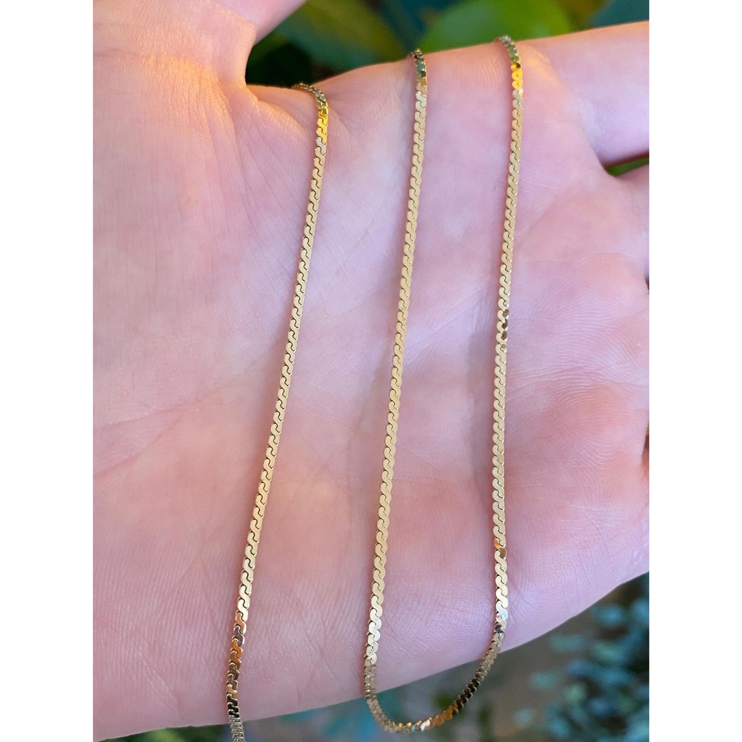 Vintage Solid 14k Yellow Gold Serpentine Chain Necklace - 18 inches