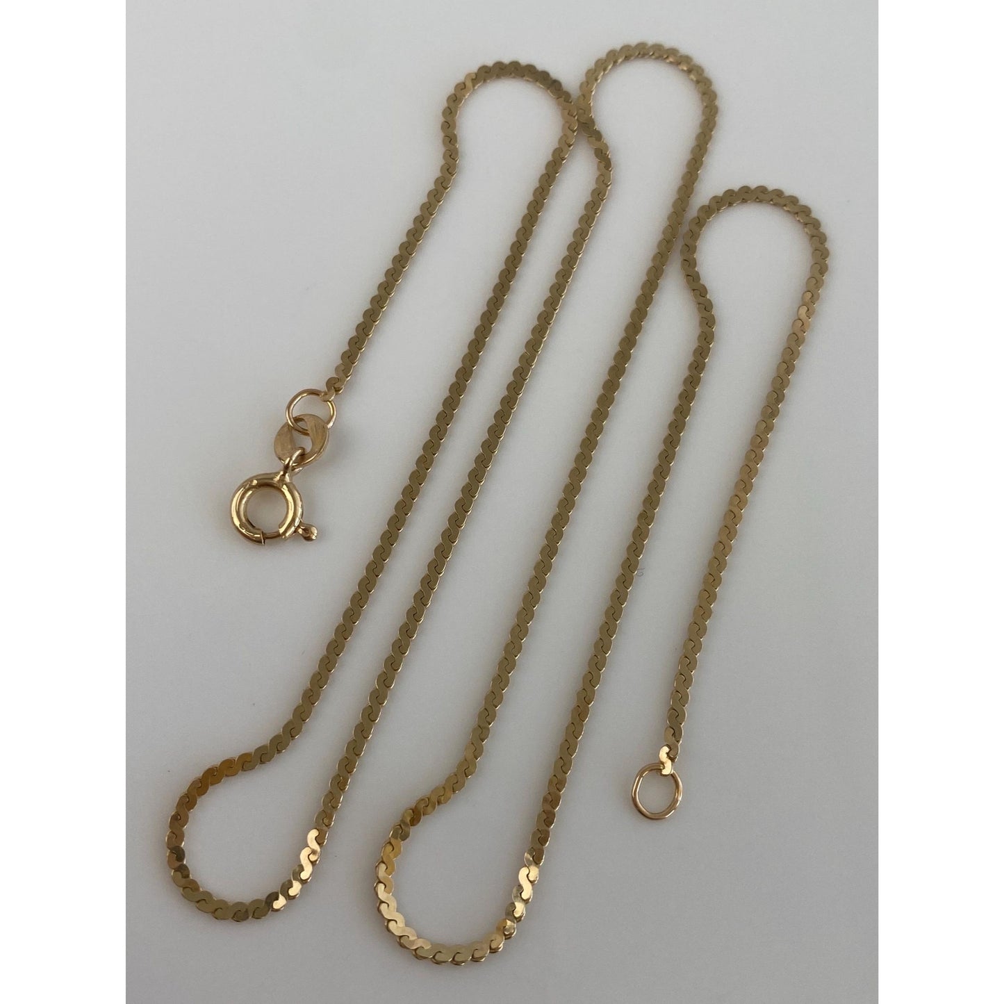 Vintage Solid 14k Yellow Gold Serpentine Chain Necklace - 18 inches