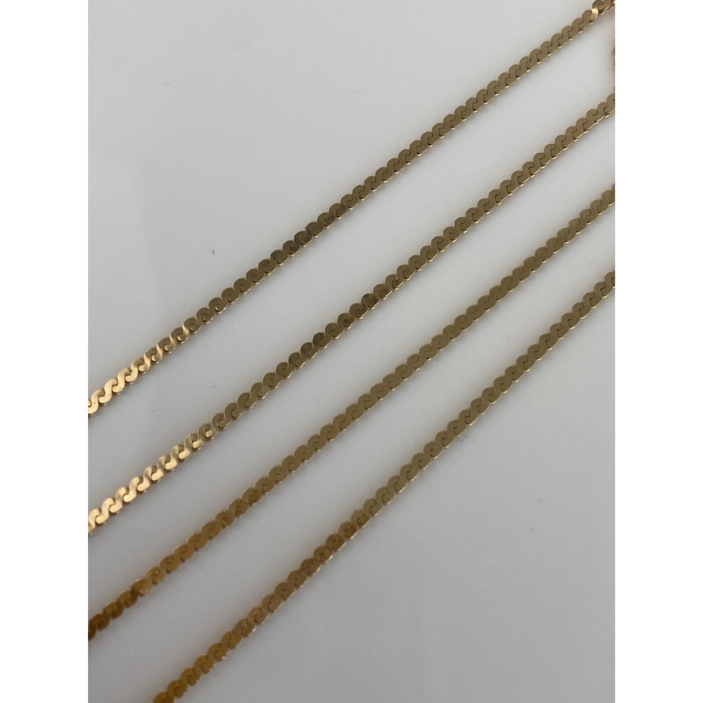 Vintage Solid 14k Yellow Gold Serpentine Chain Necklace - 18 inches