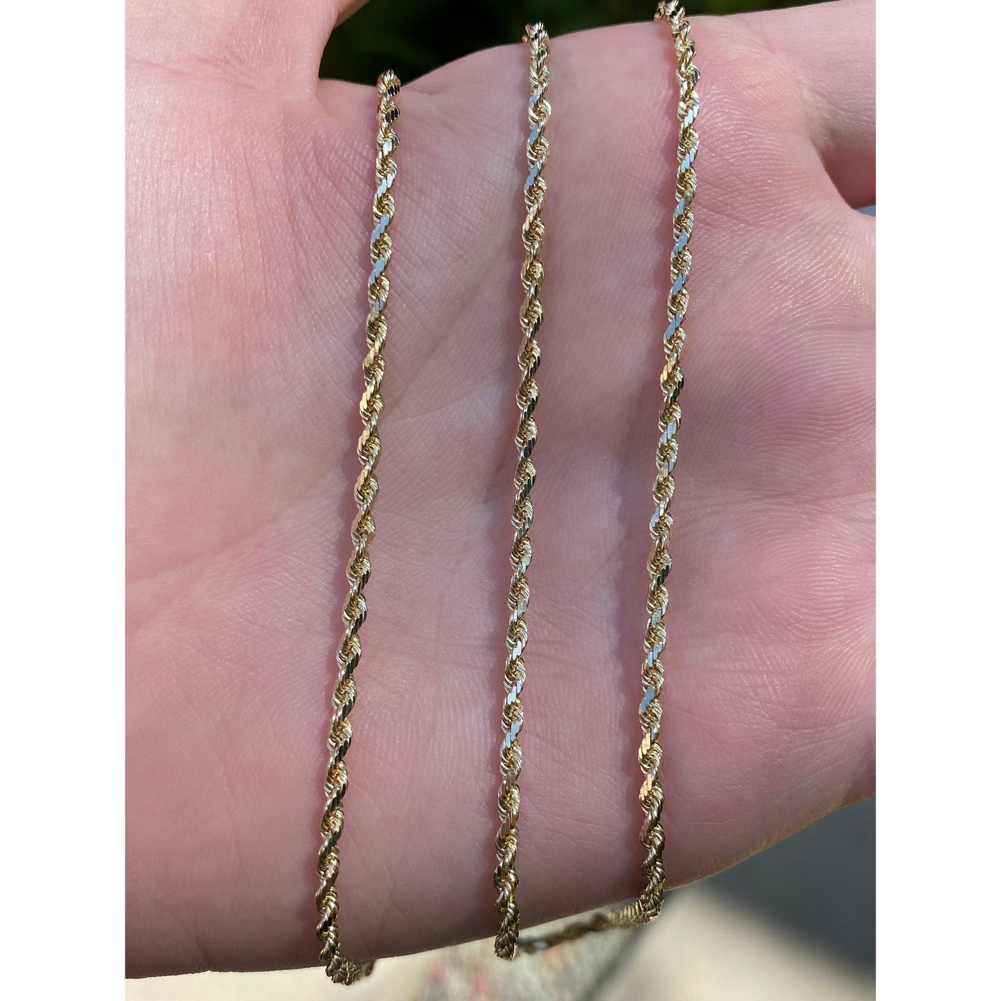 Vintage Solid 14k Yellow Gold Long Rope Chain Necklace - 30 inches