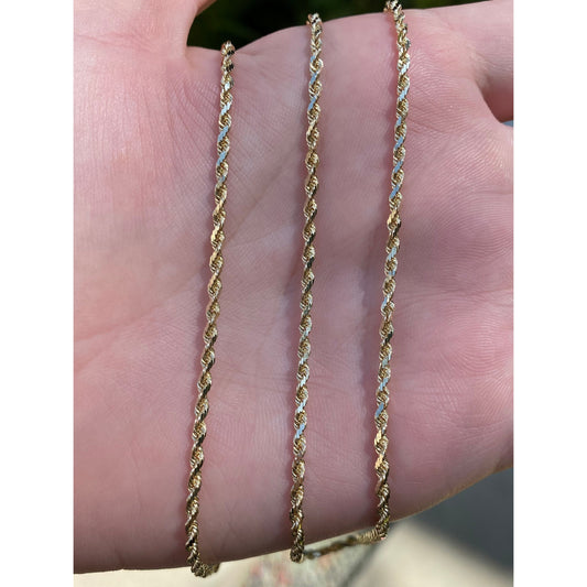 Vintage Solid 14k Yellow Gold Long Rope Chain Necklace - 30 inches