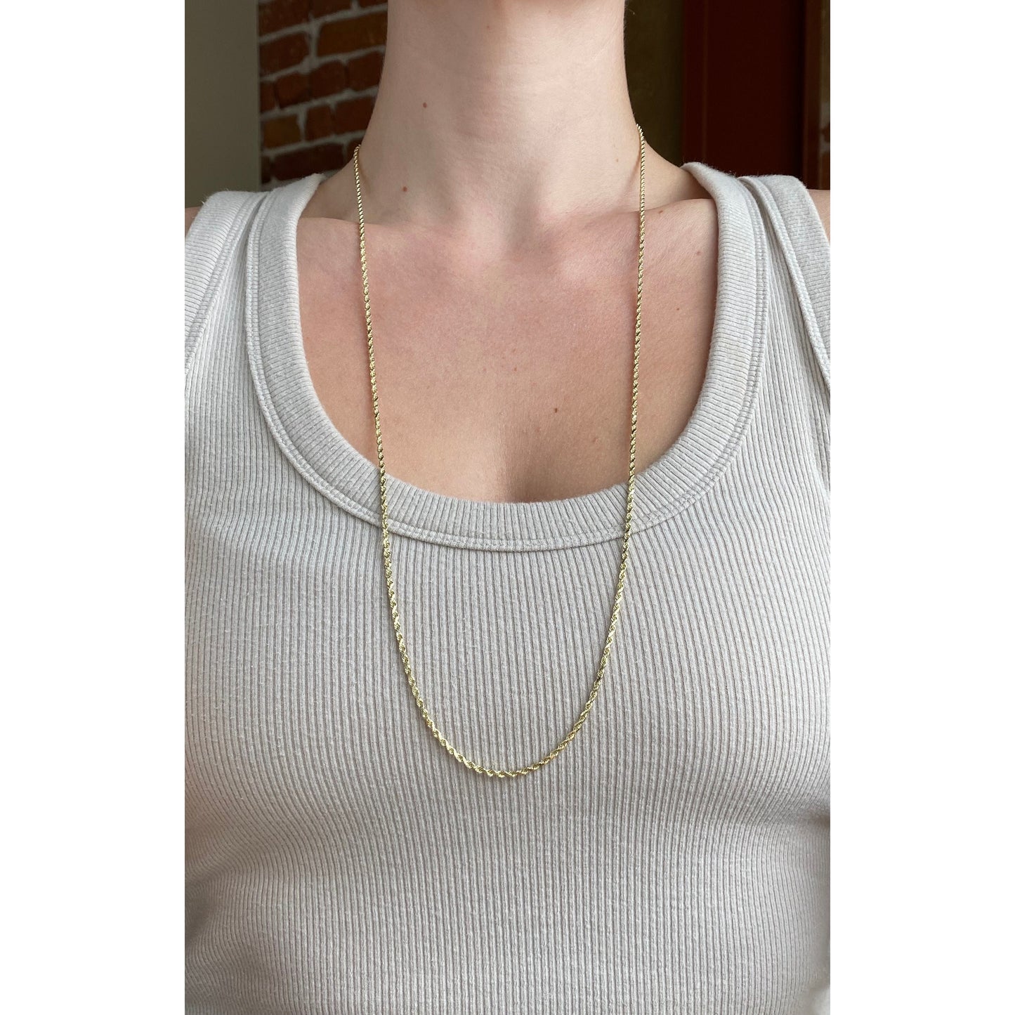Vintage Solid 14k Yellow Gold Long Rope Chain Necklace - 30 inches