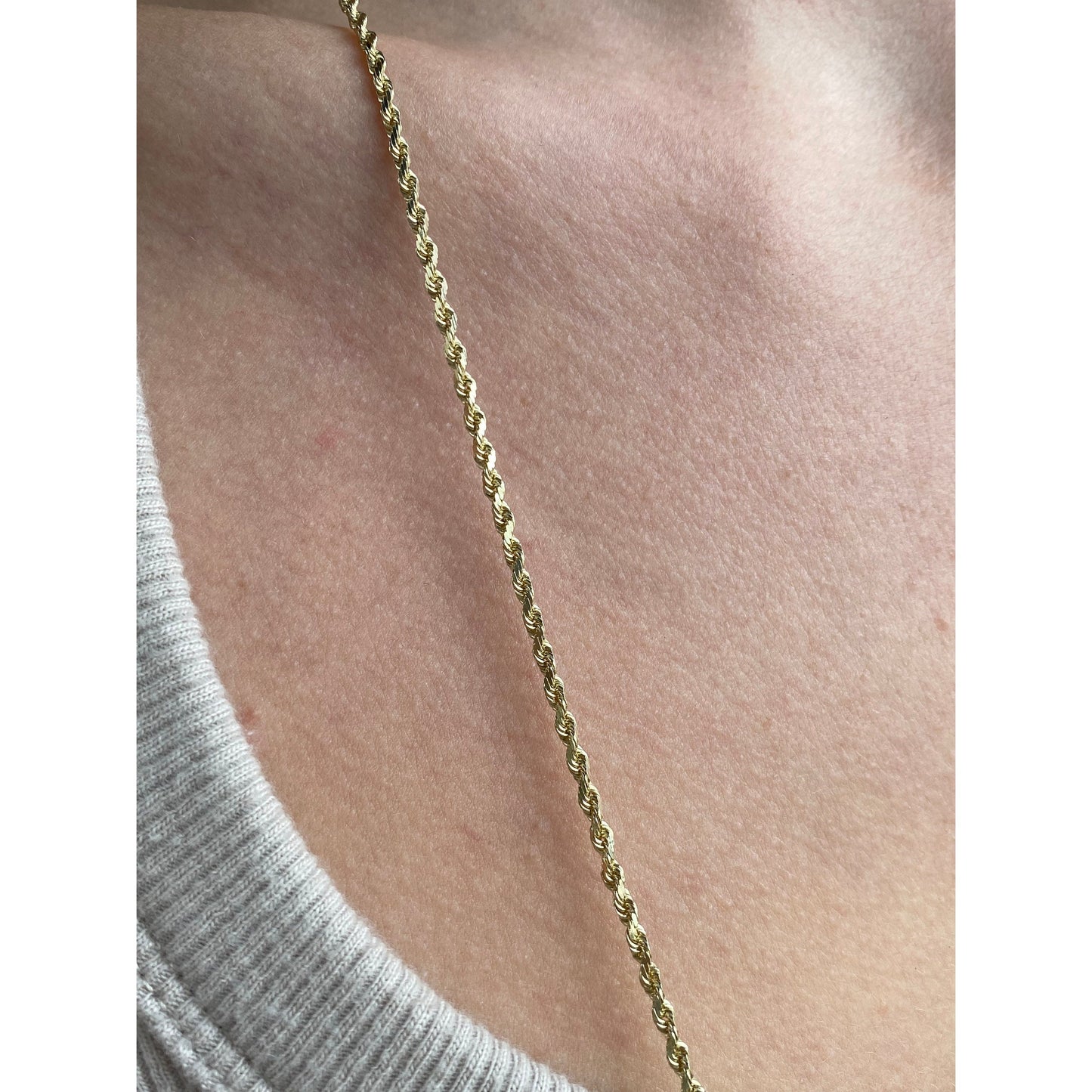 Vintage Solid 14k Yellow Gold Long Rope Chain Necklace - 30 inches