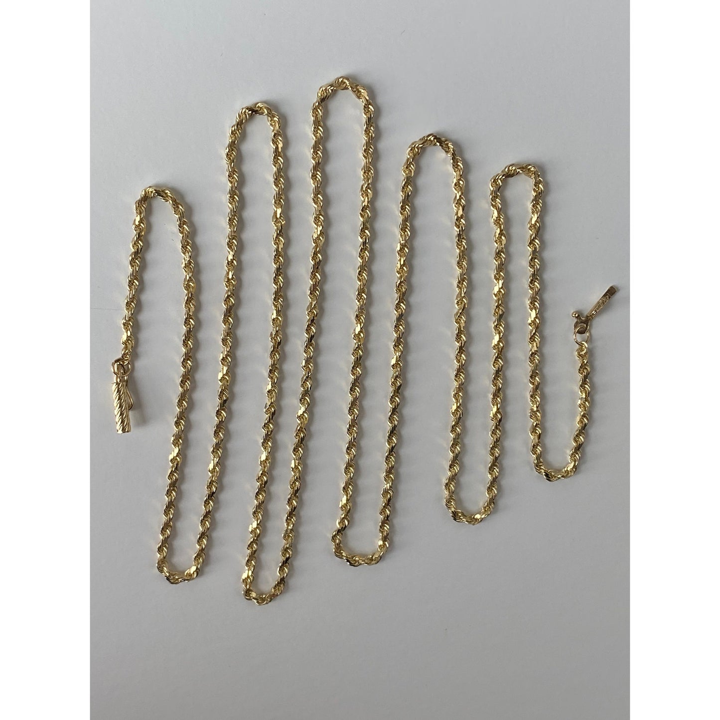 Vintage Solid 14k Yellow Gold Long Rope Chain Necklace - 30 inches