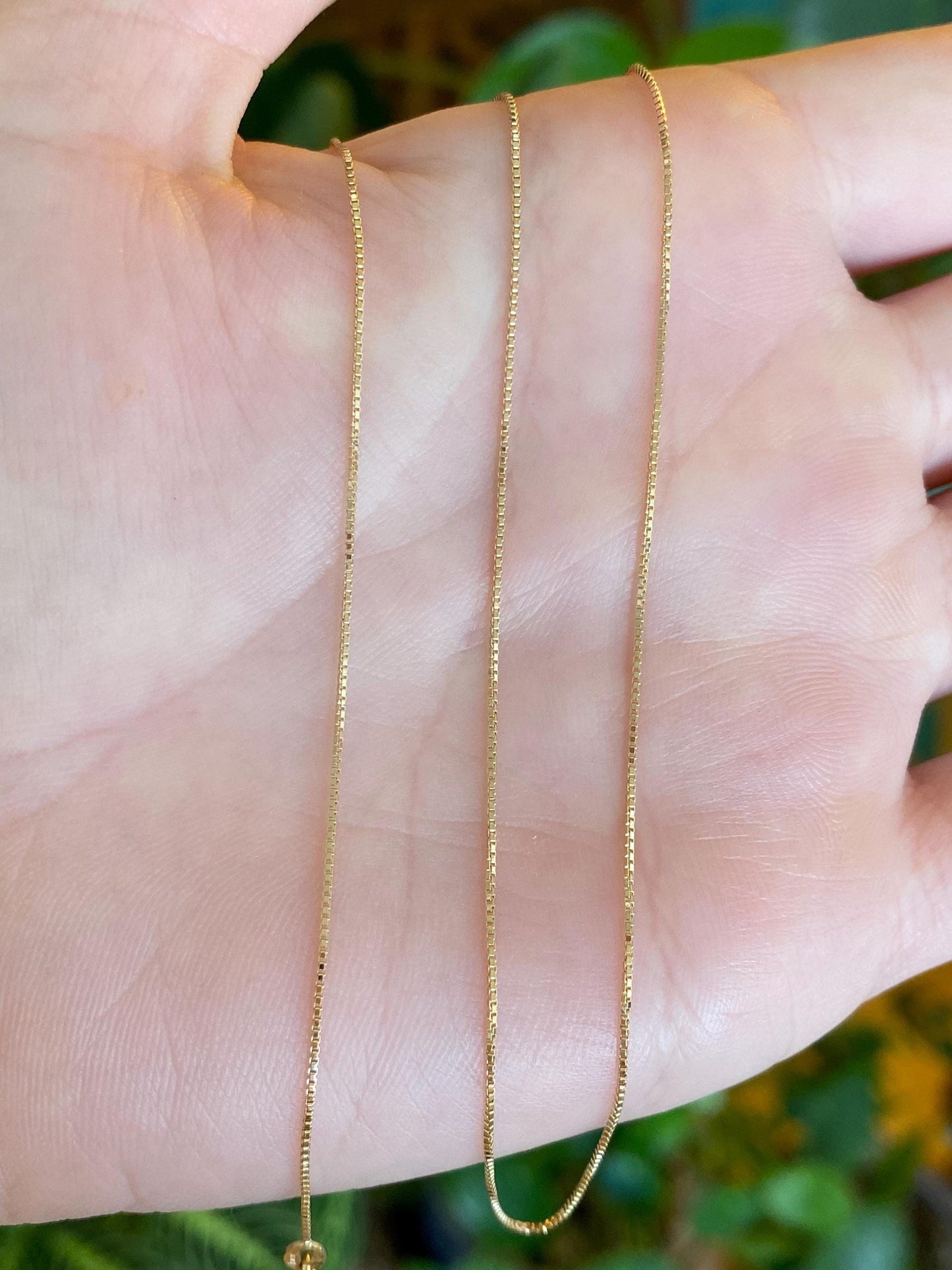 Vintage Solid 14k Yellow Gold Dainty Box Chain Necklace - 18 inches