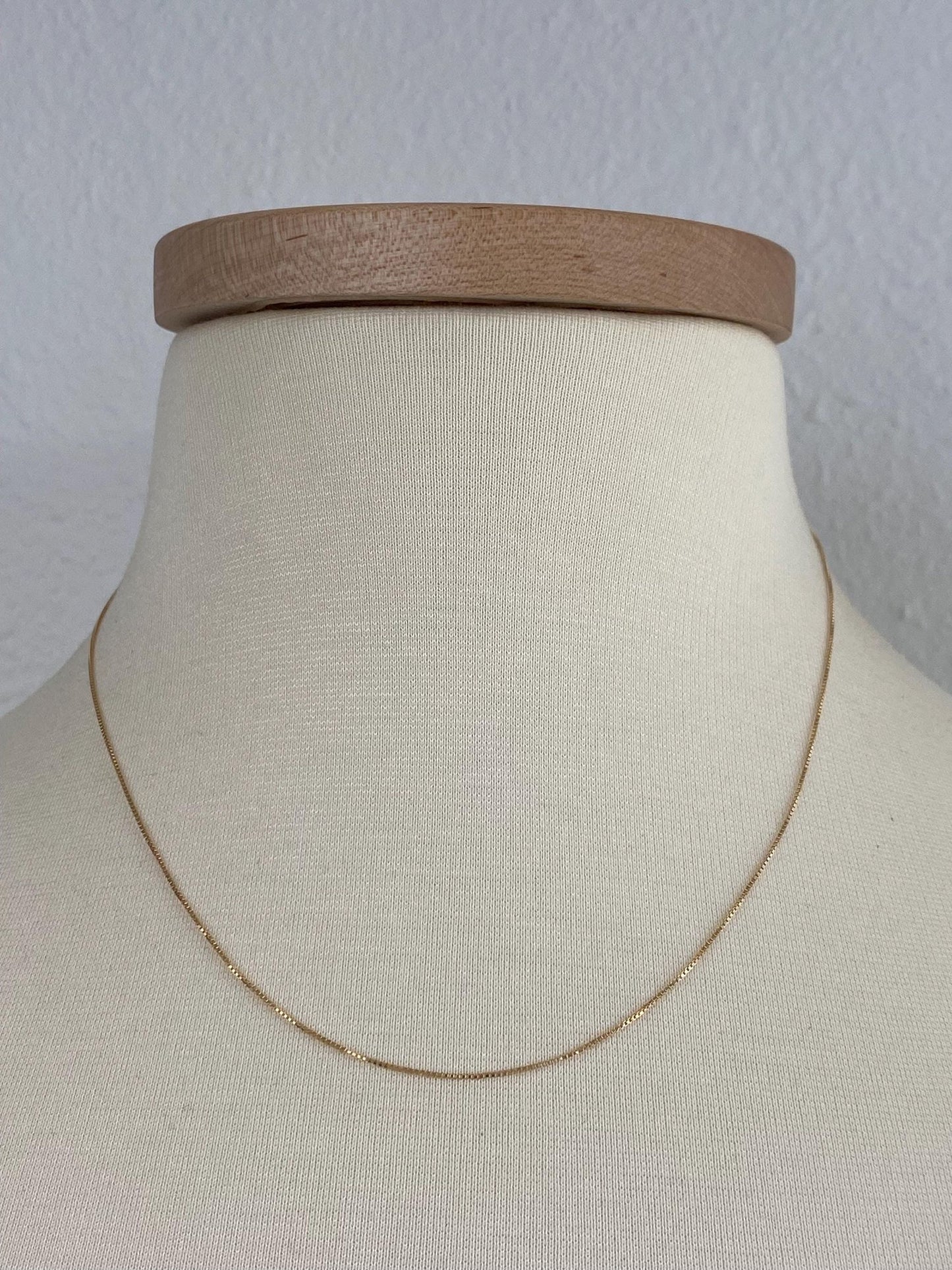 Vintage Solid 14k Yellow Gold Dainty Box Chain Necklace - 18 inches