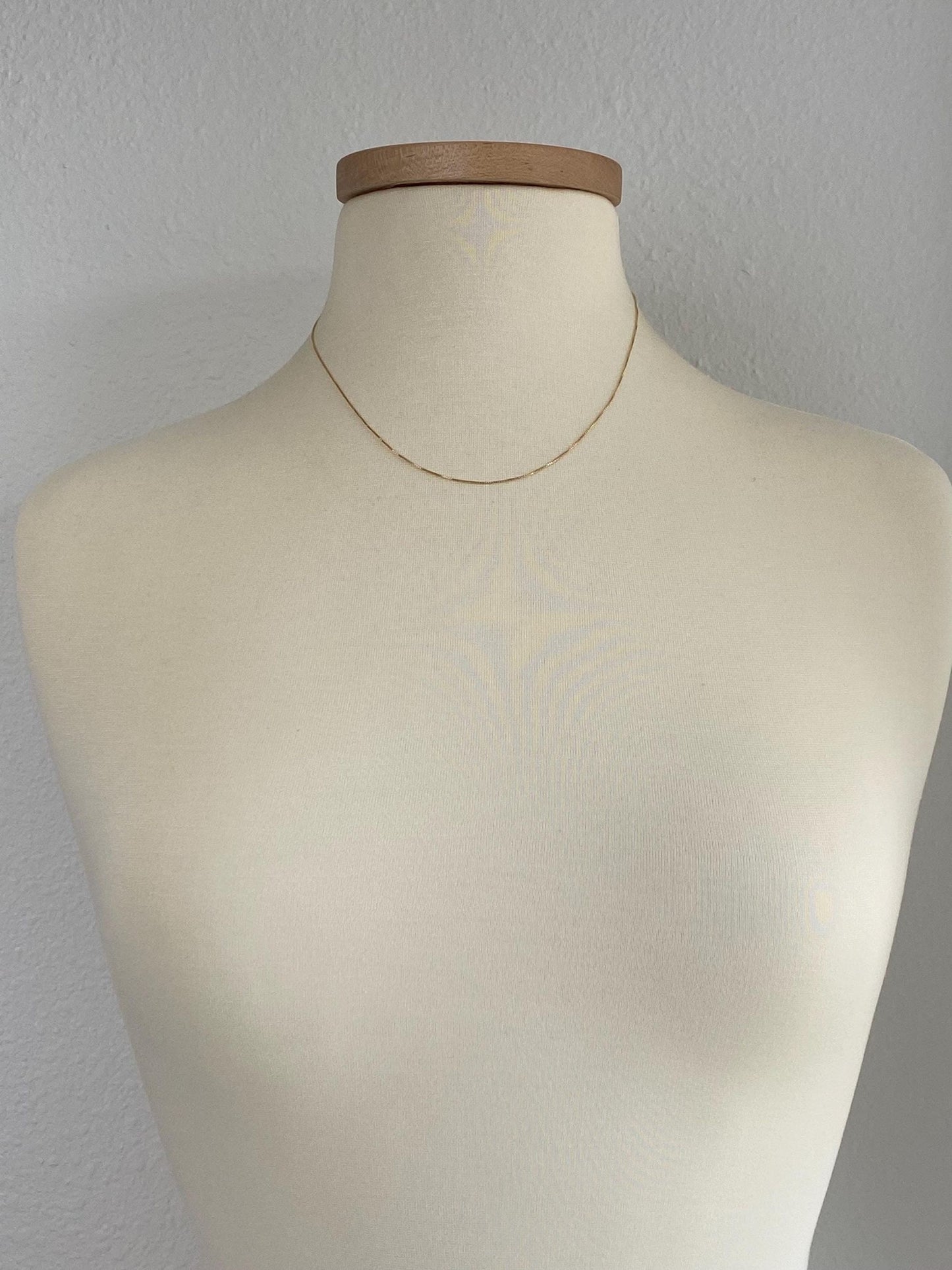 Vintage Solid 14k Yellow Gold Dainty Box Chain Necklace - 18 inches