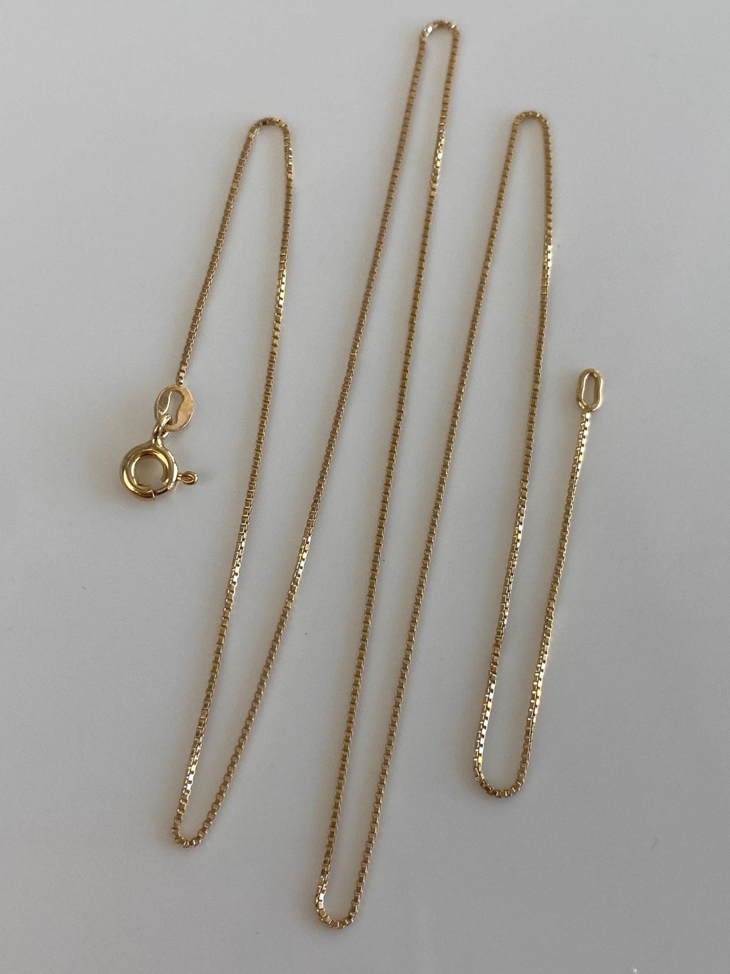 Vintage Solid 14k Yellow Gold Dainty Box Chain Necklace - 18 inches