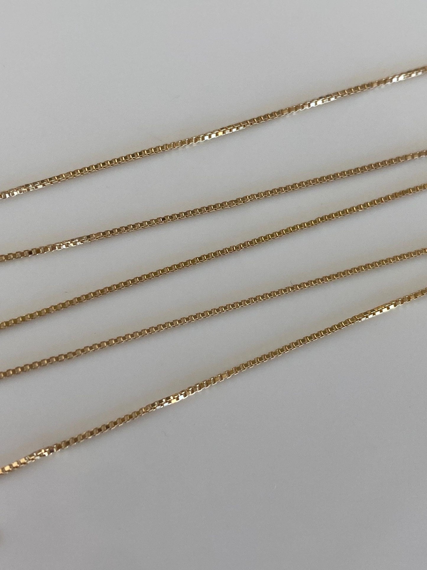 Vintage Solid 14k Yellow Gold Dainty Box Chain Necklace - 18 inches