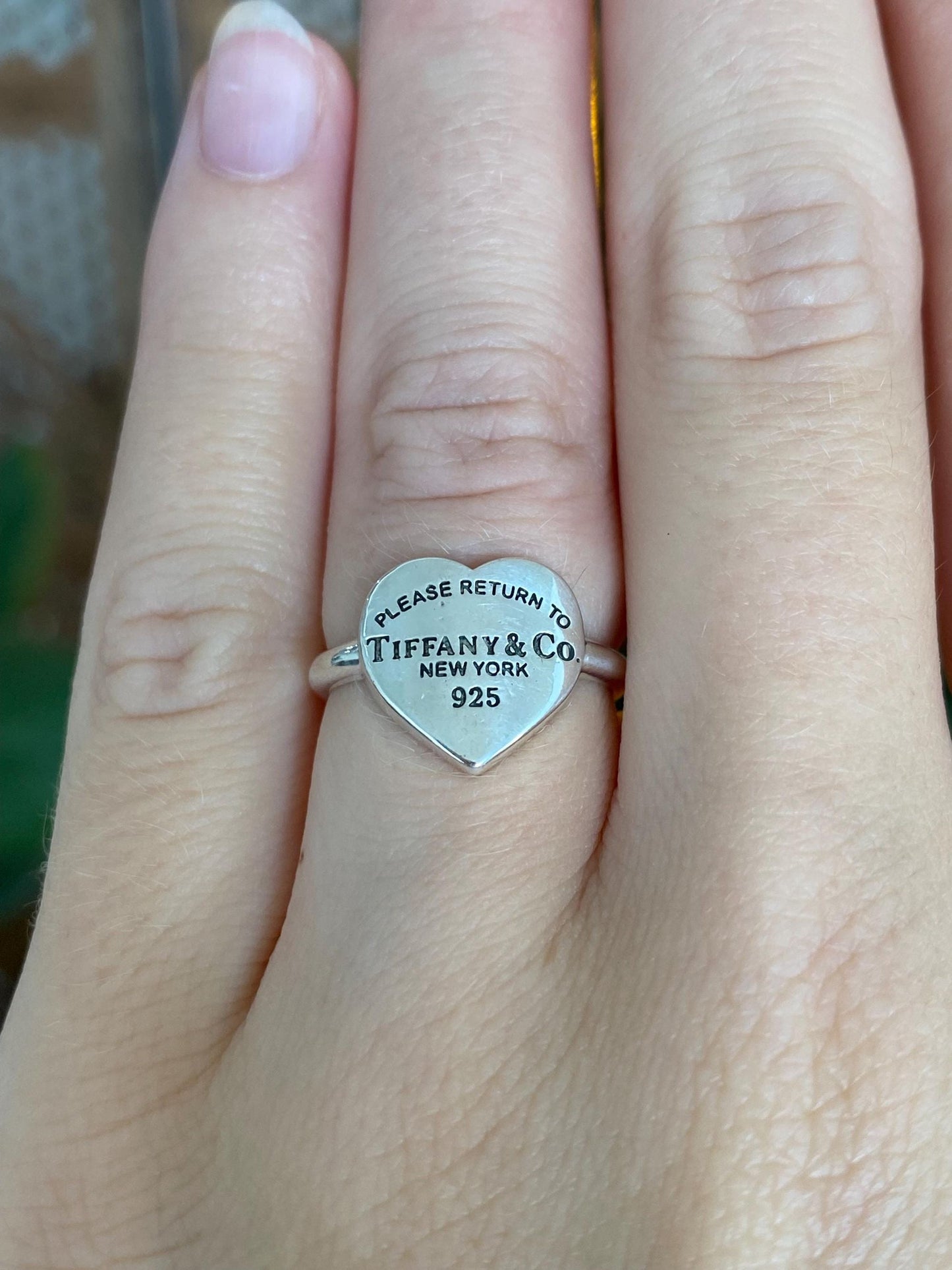 Tiffany & Co. Solid Sterling Silver Heart Ring - Size 5