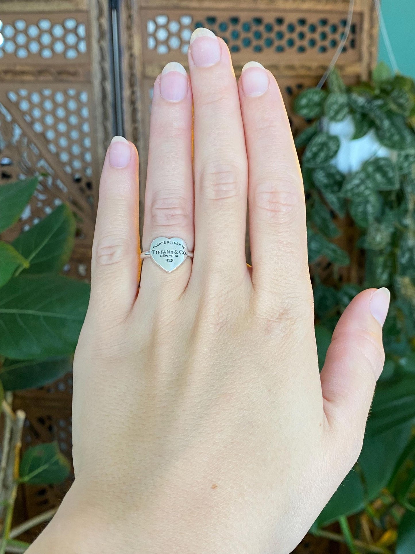 Tiffany & Co. Solid Sterling Silver Heart Ring - Size 5