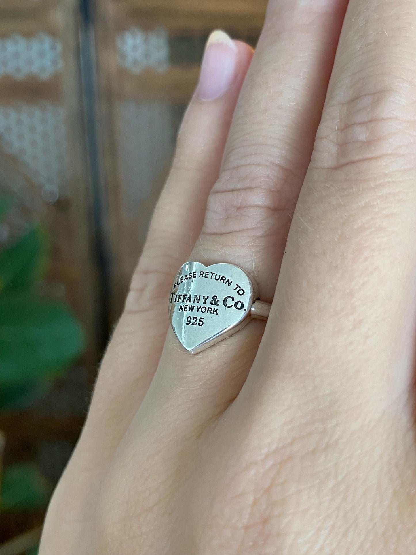 Tiffany & Co. Solid Sterling Silver Heart Ring - Size 5
