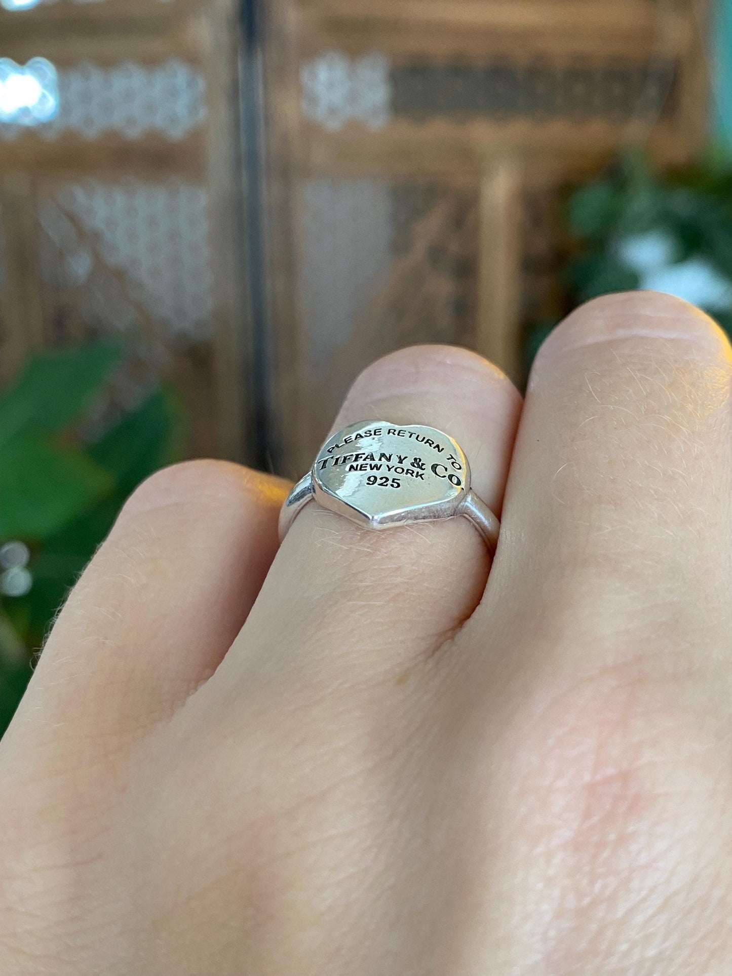 Tiffany & Co. Solid Sterling Silver Heart Ring - Size 5