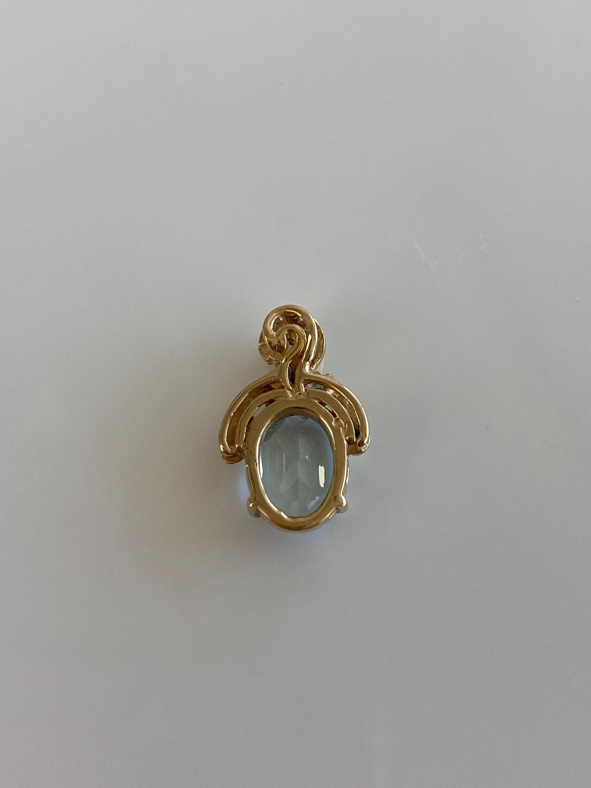 Vintage Solid 14k Yellow Gold Diamond Aquamarine Charm
