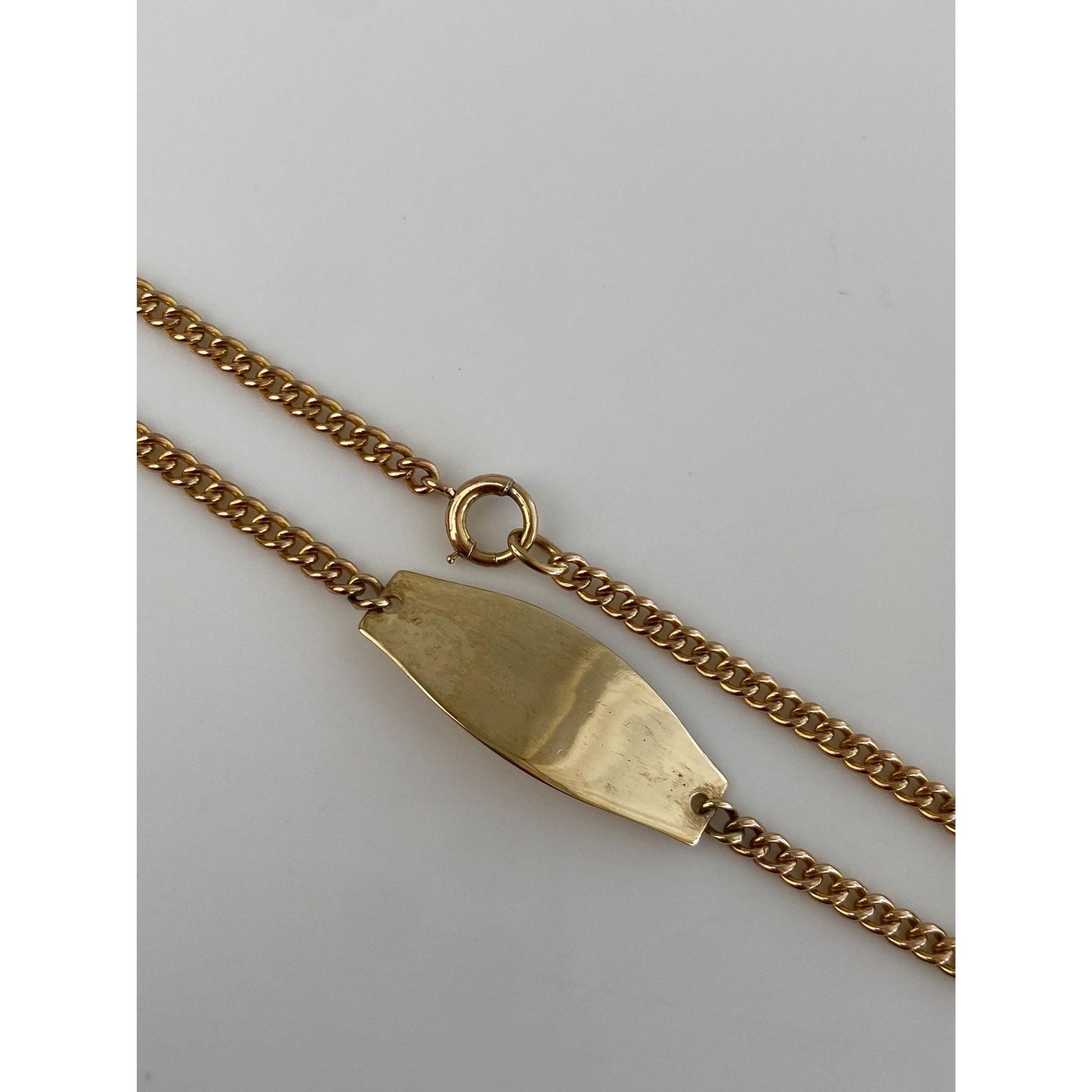 Vintage Solid 10k Yellow Gold ID Curb Chain Bracelet - 7 inches