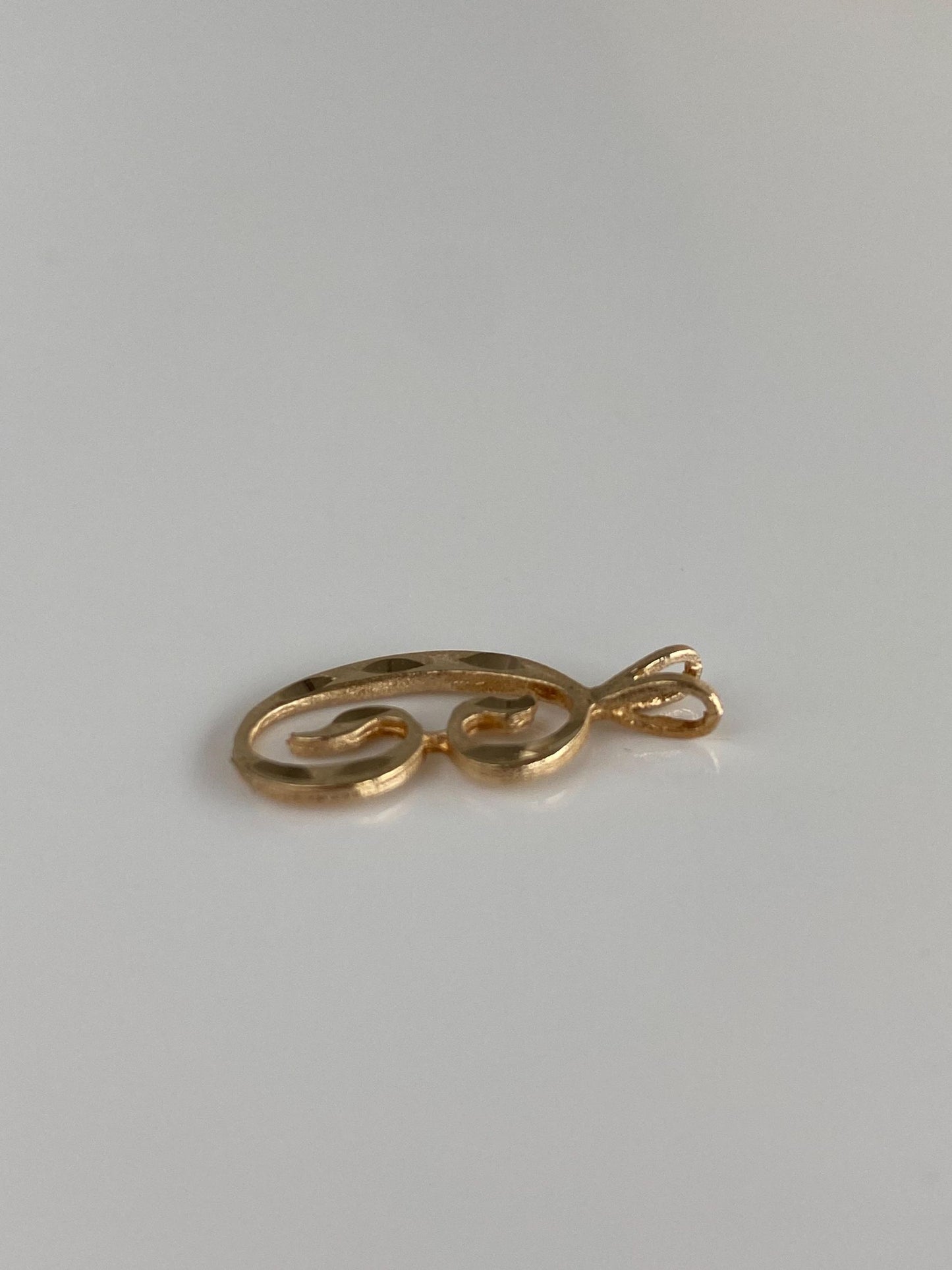 Solid 14k Yellow Gold Diamond Cut Initial "C" Charm