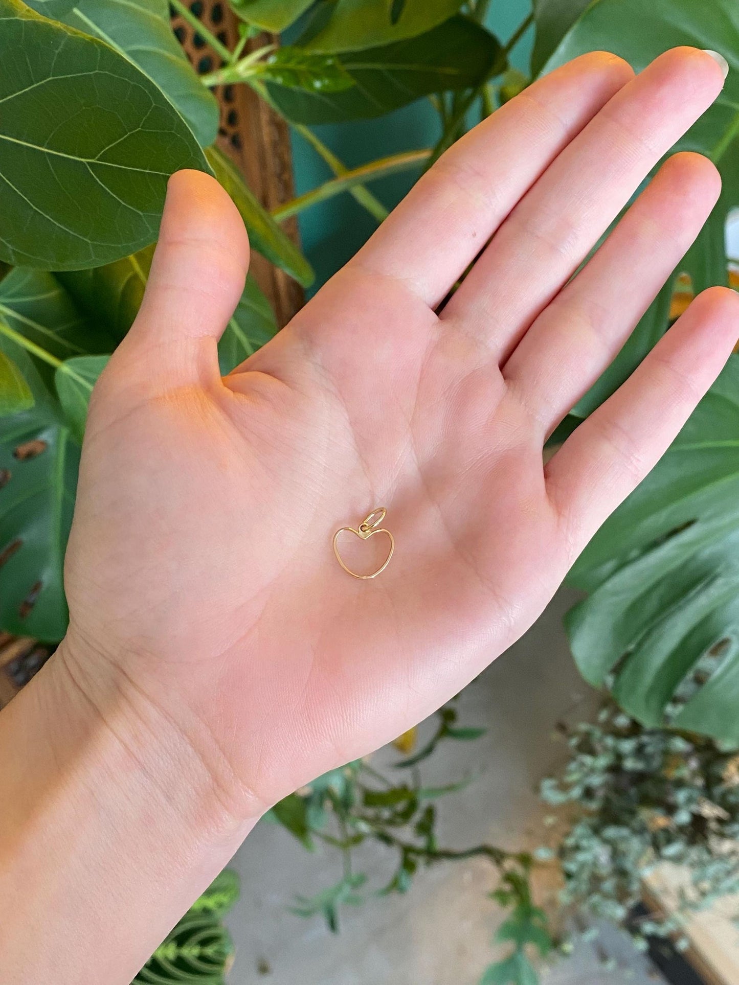 Vintage Solid 14k Yellow Gold Open Heart Charm