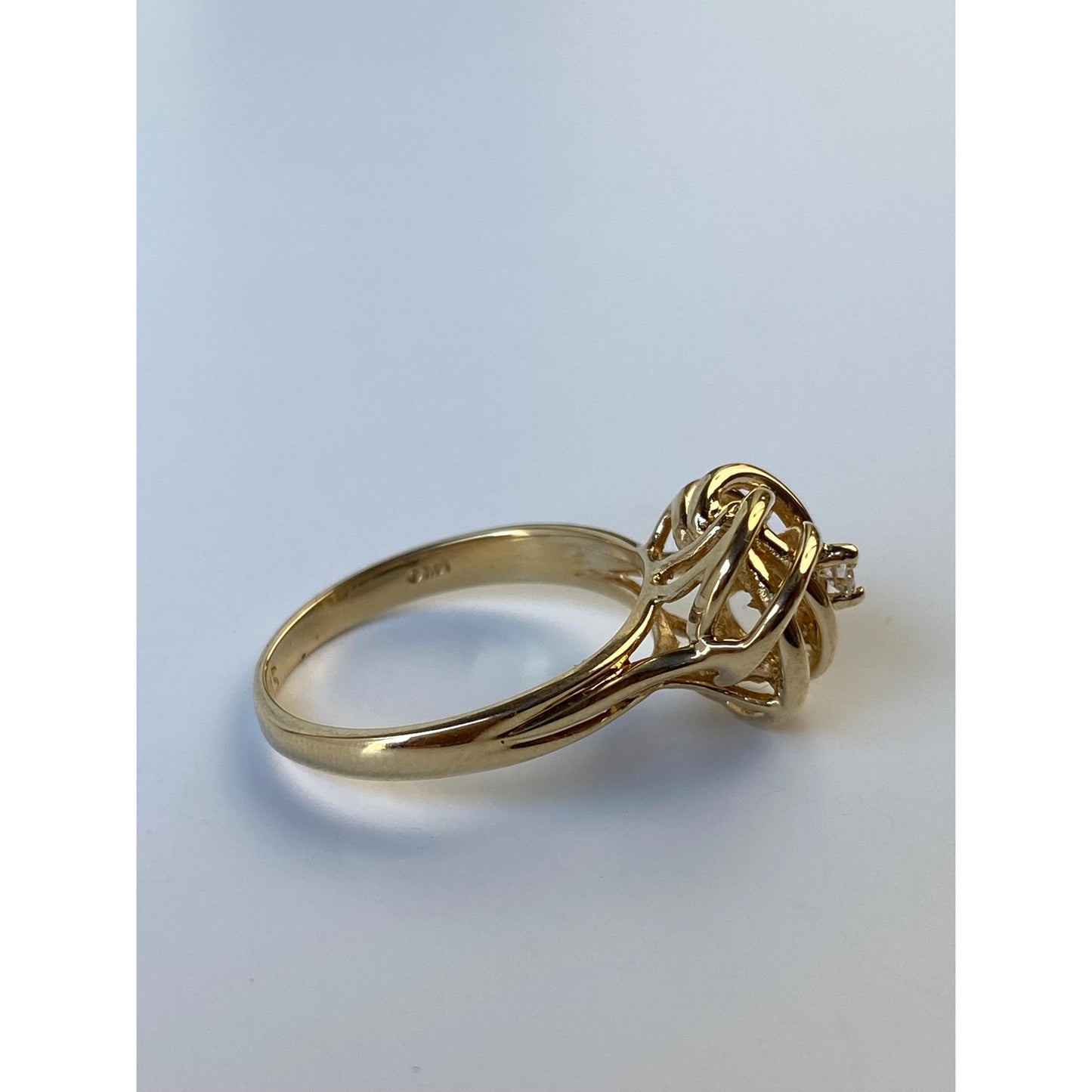 Vintage Solid 14k Yellow Gold Diamond Knot Ring - Size 6.5