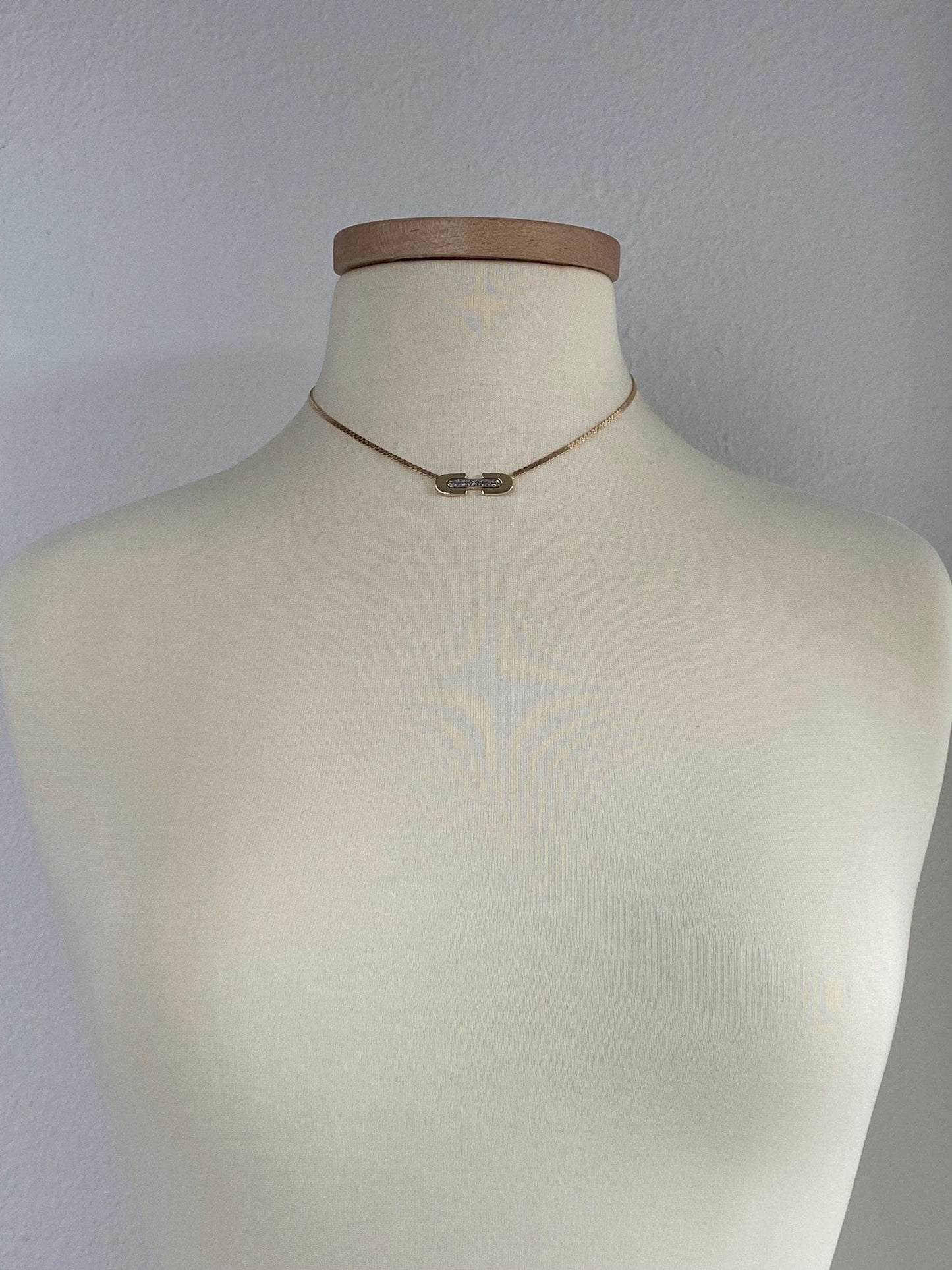 Vintage Solid 14k White & Yellow Gold Diamond Serpentine Chain Necklace - 16 inches