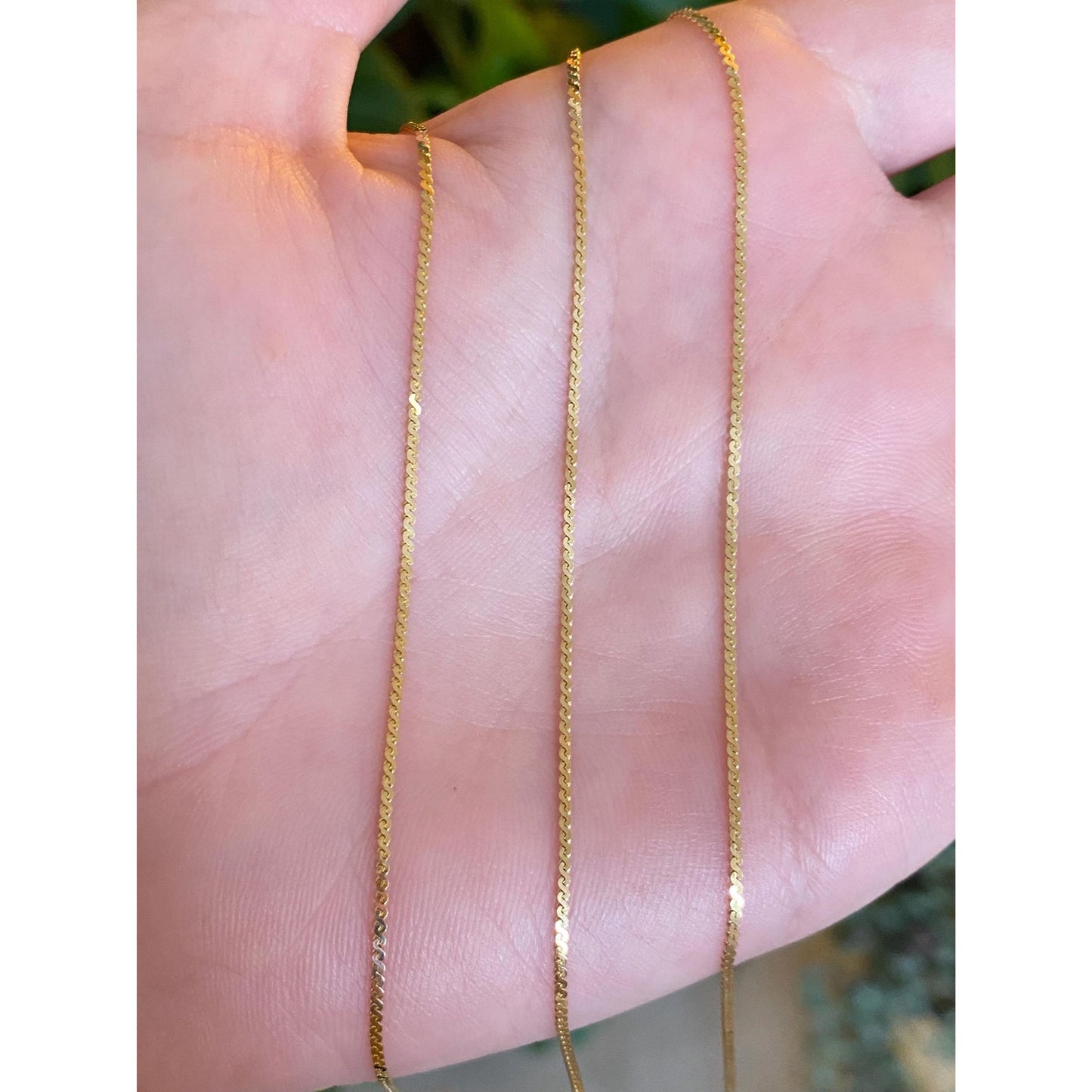 Vintage Solid 14k Yellow Gold Long Serpentine Chain Necklace - 30.25 inches