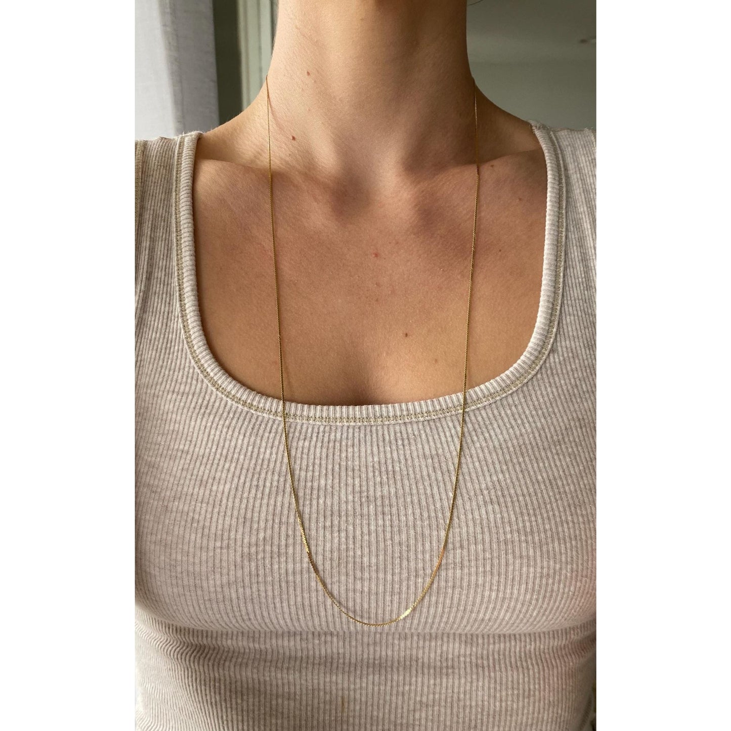Vintage Solid 14k Yellow Gold Long Serpentine Chain Necklace - 30.25 inches