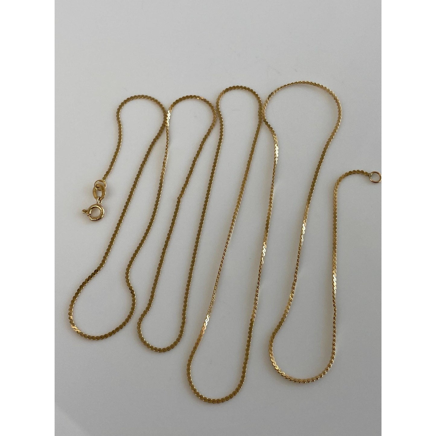 Vintage Solid 14k Yellow Gold Long Serpentine Chain Necklace - 30.25 inches