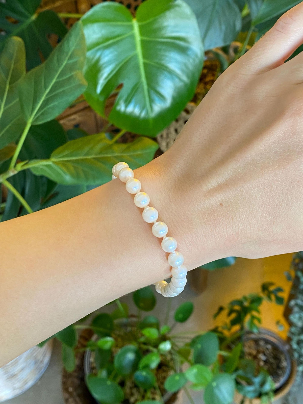 Vintage Solid 14k Yellow Gold Pearl Strand Bracelet - 7.5 inches