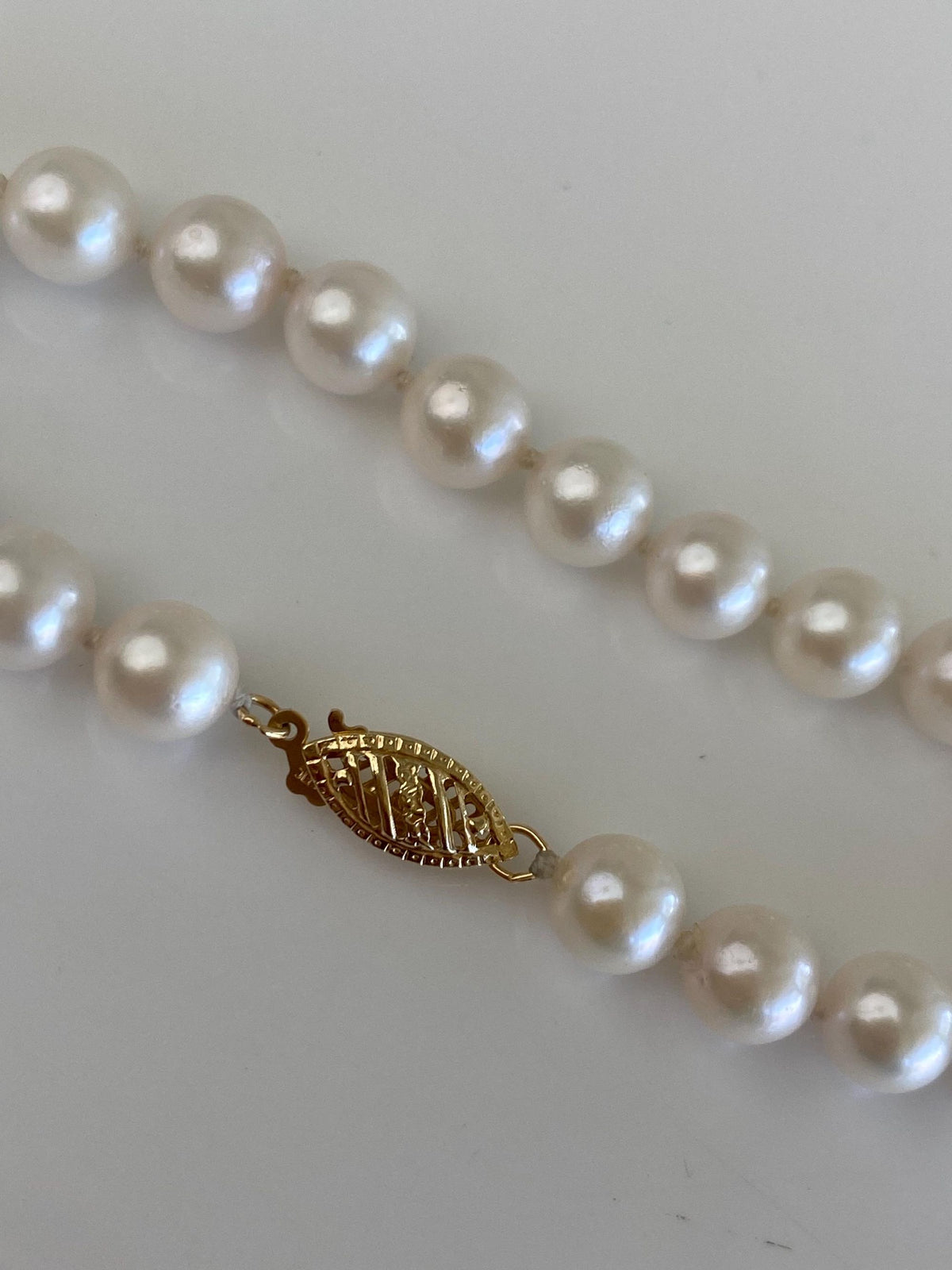 Vintage Solid 14k Yellow Gold Pearl Strand Bracelet - 7.5 inches
