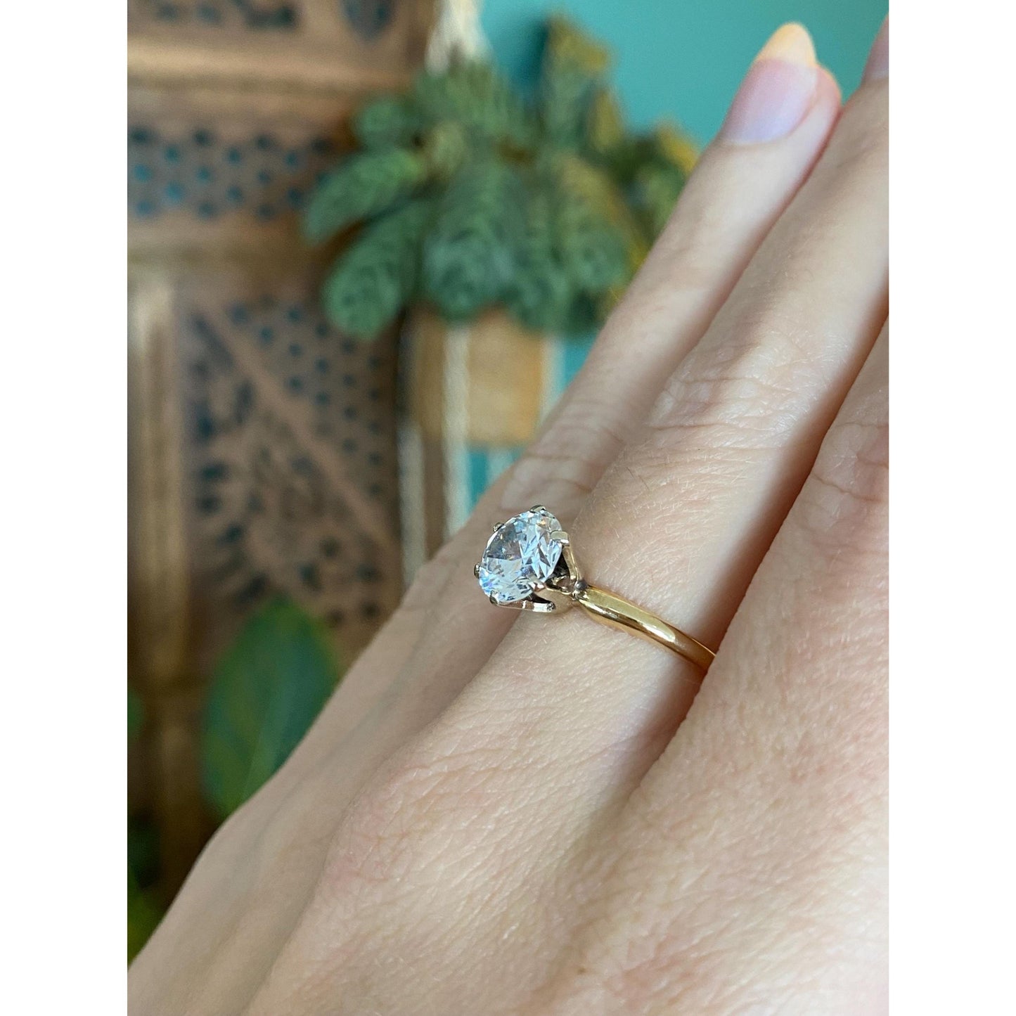 Solid 14k Yellow Gold Cubic Zirconia Ring - Size 6.25