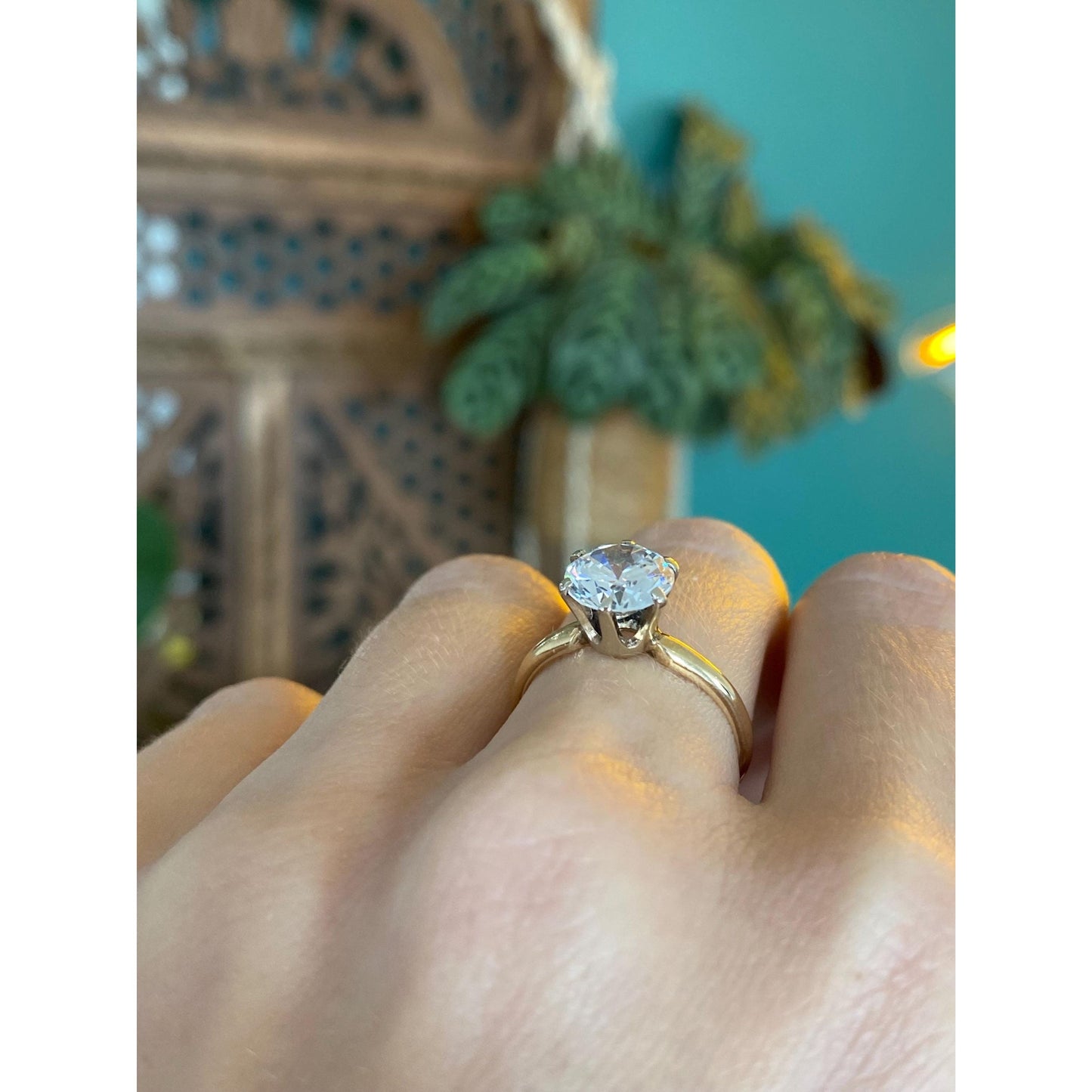 Solid 14k Yellow Gold Cubic Zirconia Ring - Size 6.25