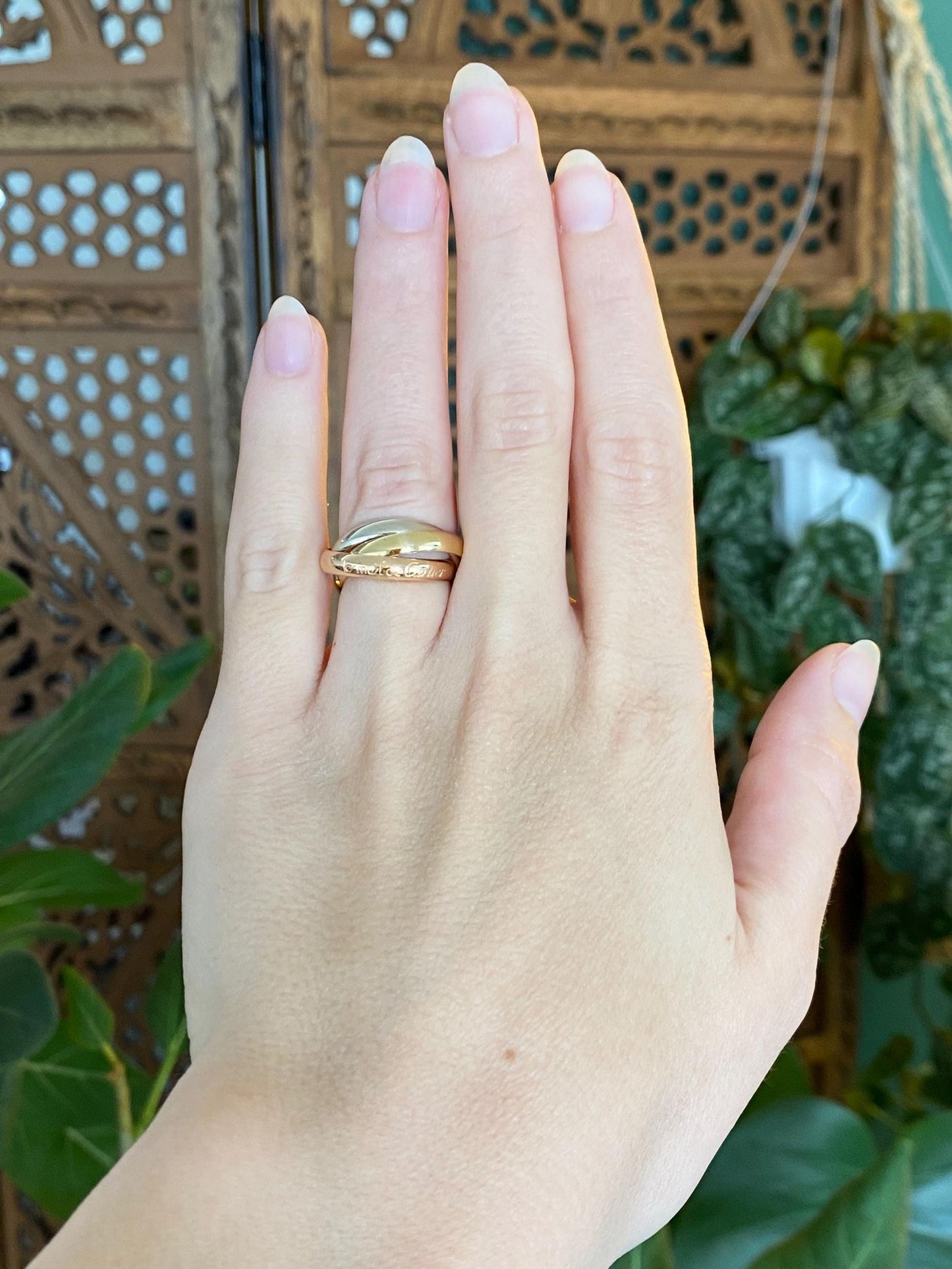 Les Must De Cartier Solid 18k Tri Tone Gold Rolling Ring Band - Size 4.75