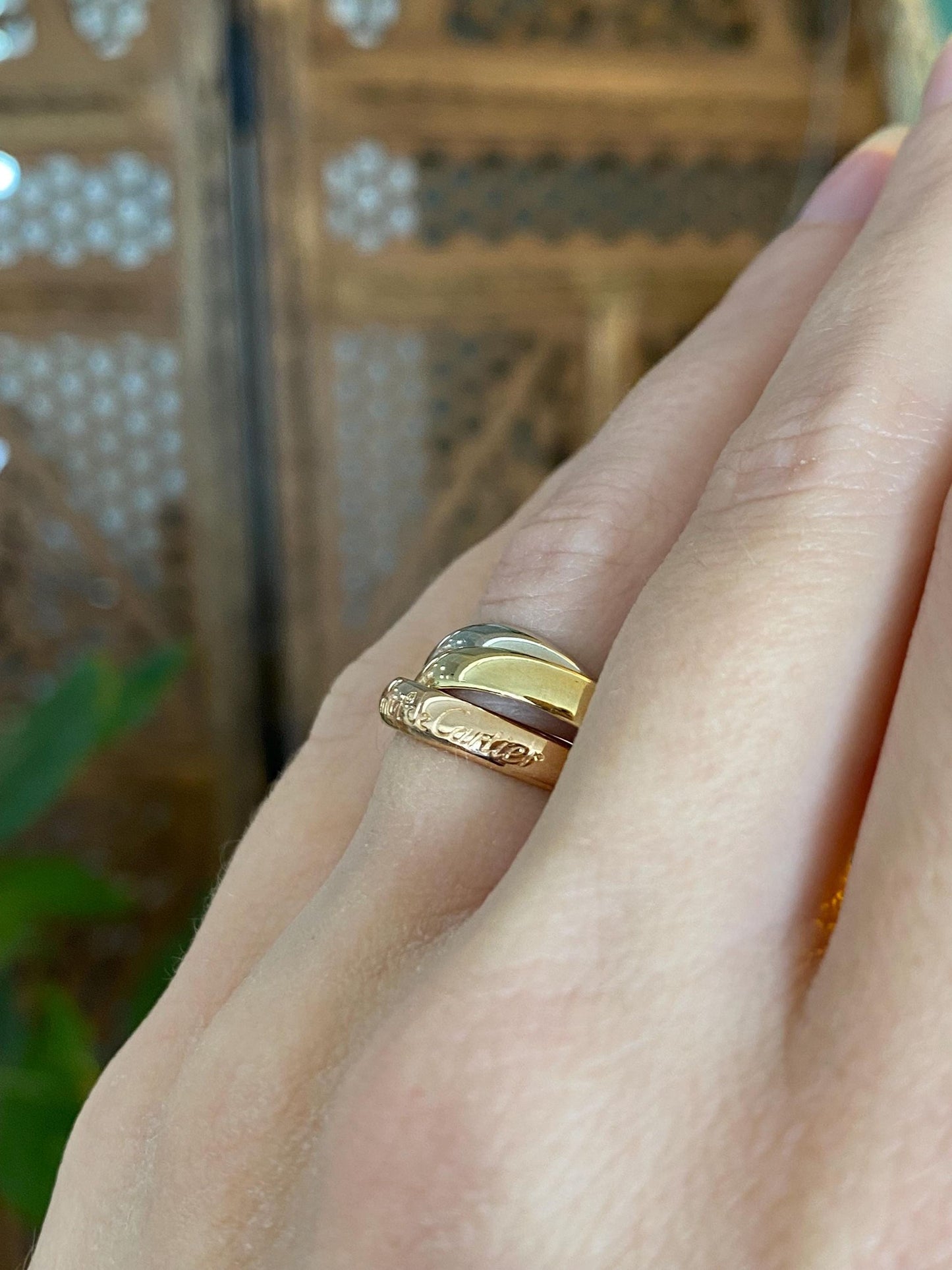 Les Must De Cartier Solid 18k Tri Tone Gold Rolling Ring Band - Size 4.75