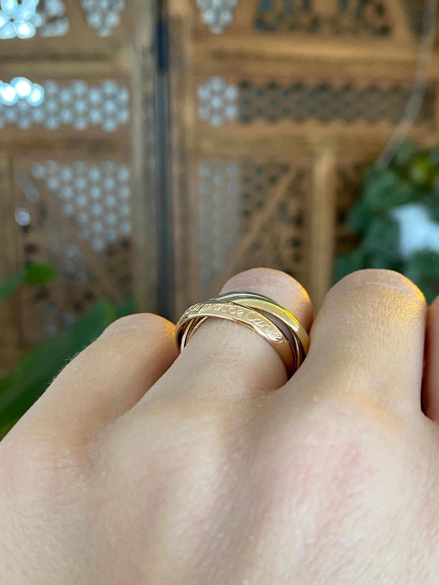 Les Must De Cartier Solid 18k Tri Tone Gold Rolling Ring Band - Size 4.75