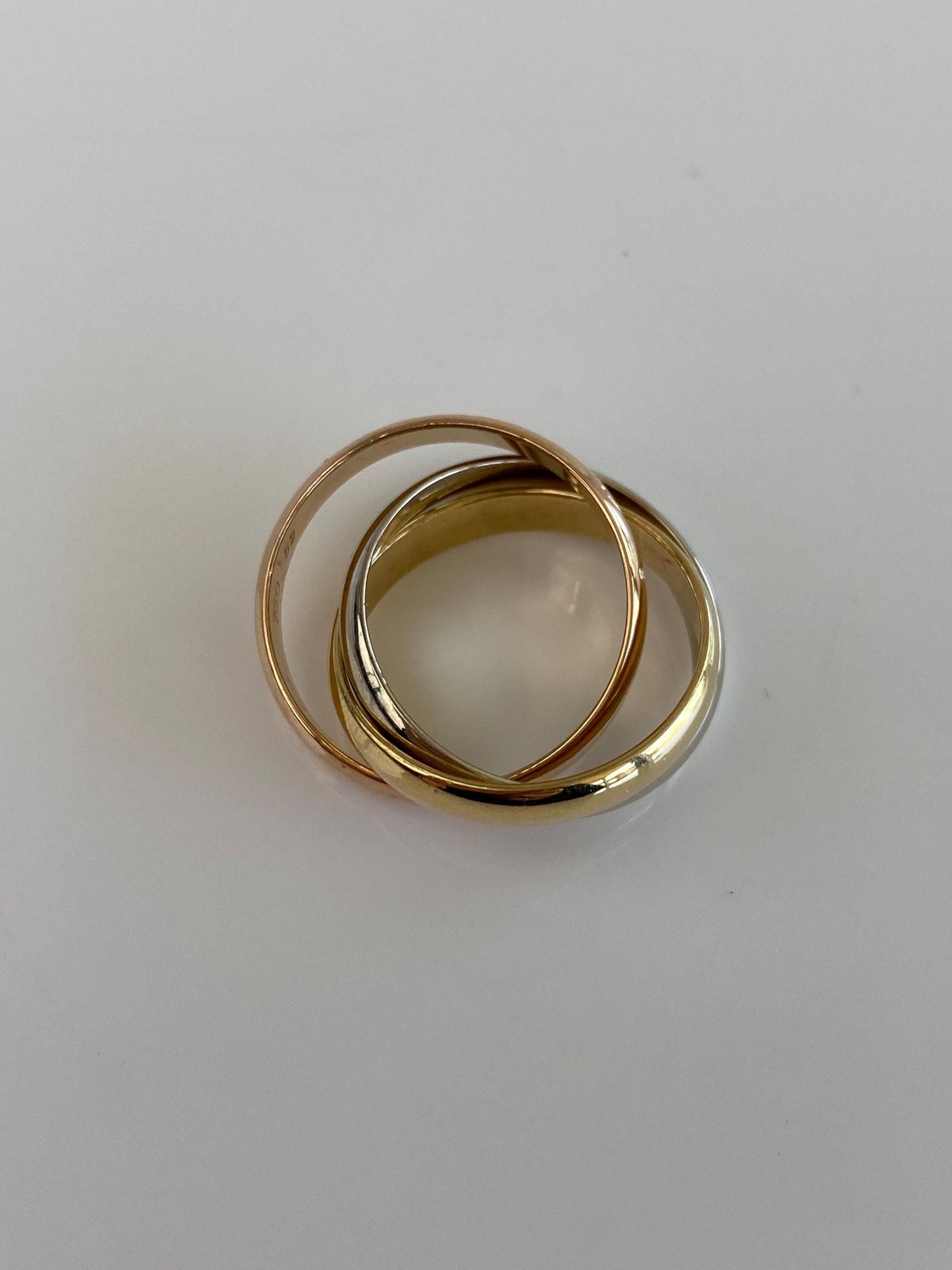 Les Must De Cartier Solid 18k Tri Tone Gold Rolling Ring Band - Size 4.75