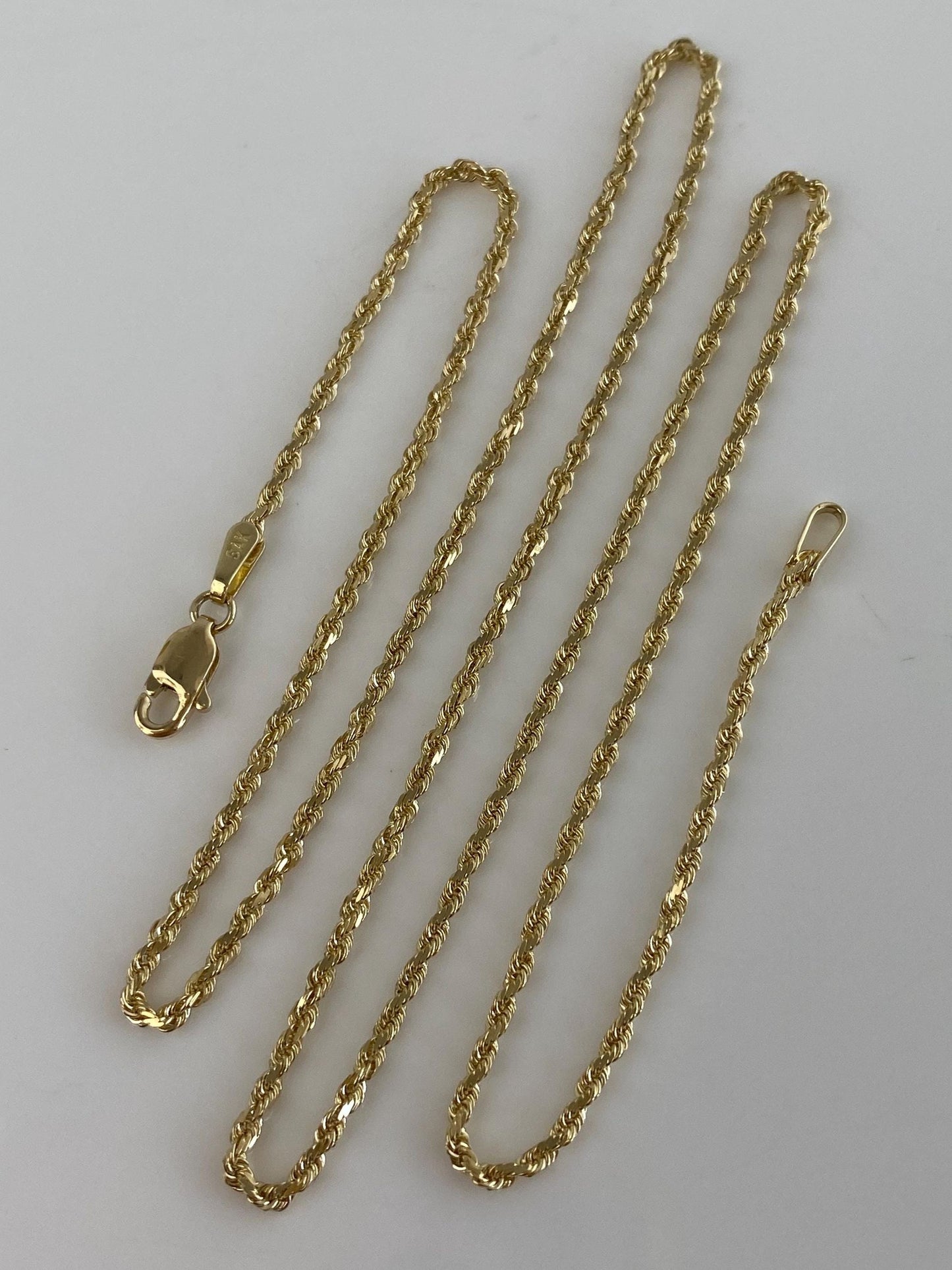 Vintage Solid 10k Yellow Gold Dainty Rope Chain Necklace - 18 inches
