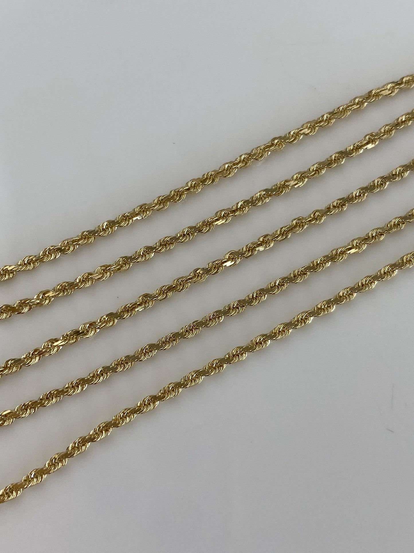 Vintage Solid 10k Yellow Gold Dainty Rope Chain Necklace - 18 inches