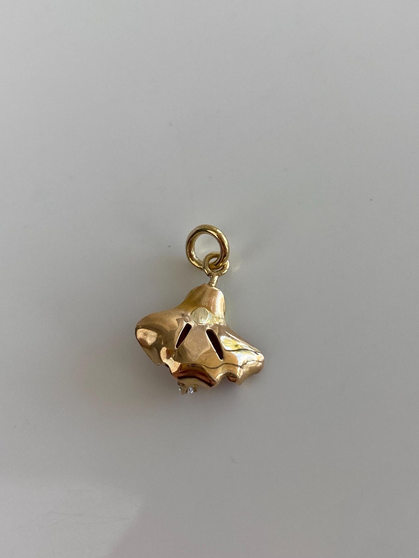 Vintage Solid 9k Yellow Gold Enamel Diamond Flower Stick Pin Conversion Charm