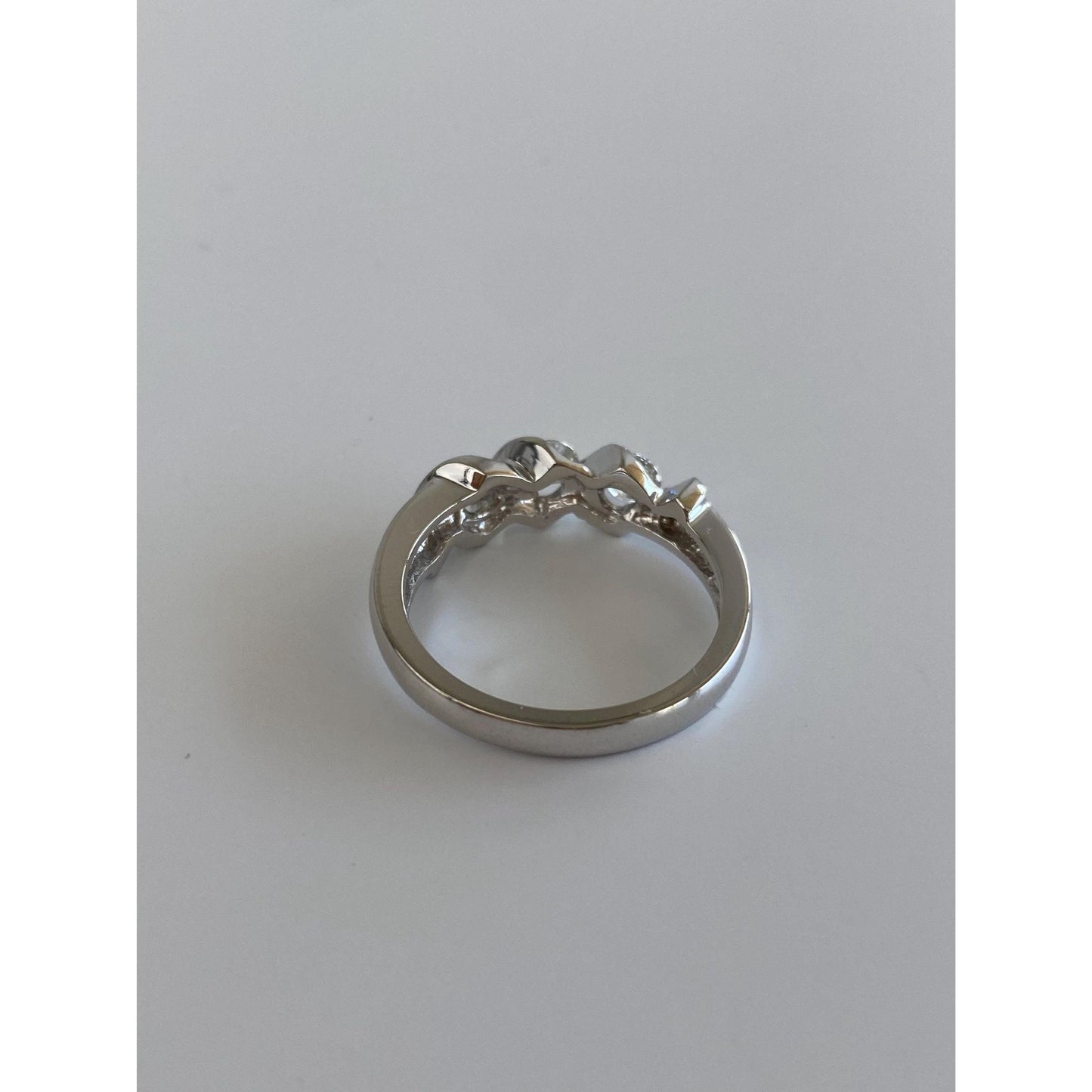 Vintage Solid 14k White Gold Diamond Ring Band - Size 6.25-6.5