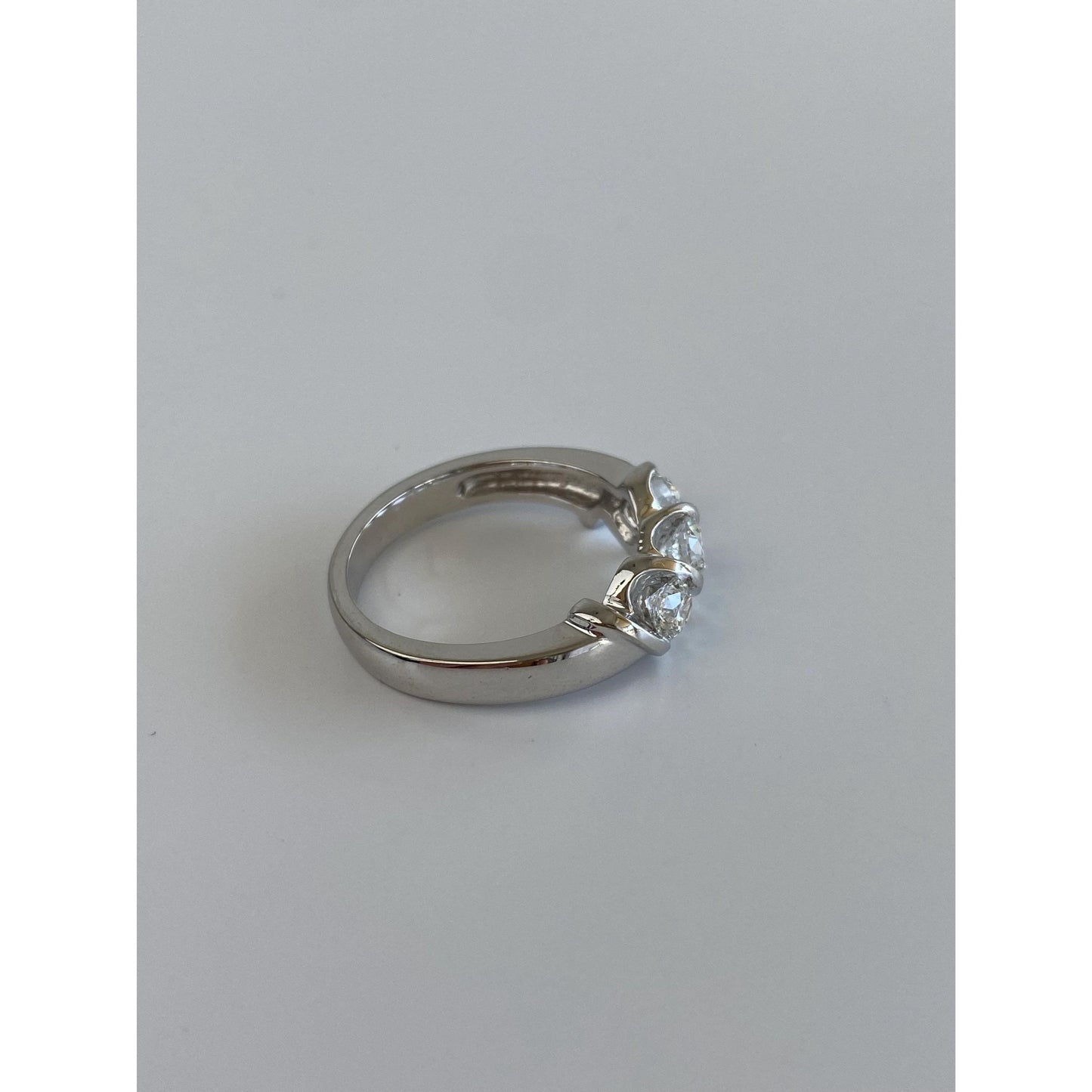 Vintage Solid 14k White Gold Diamond Ring Band - Size 6.25-6.5