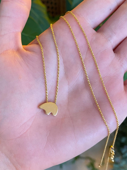 Vintage Solid 14k Yellow Gold Bear Slim Rope Chain Necklace - 21.25 inches