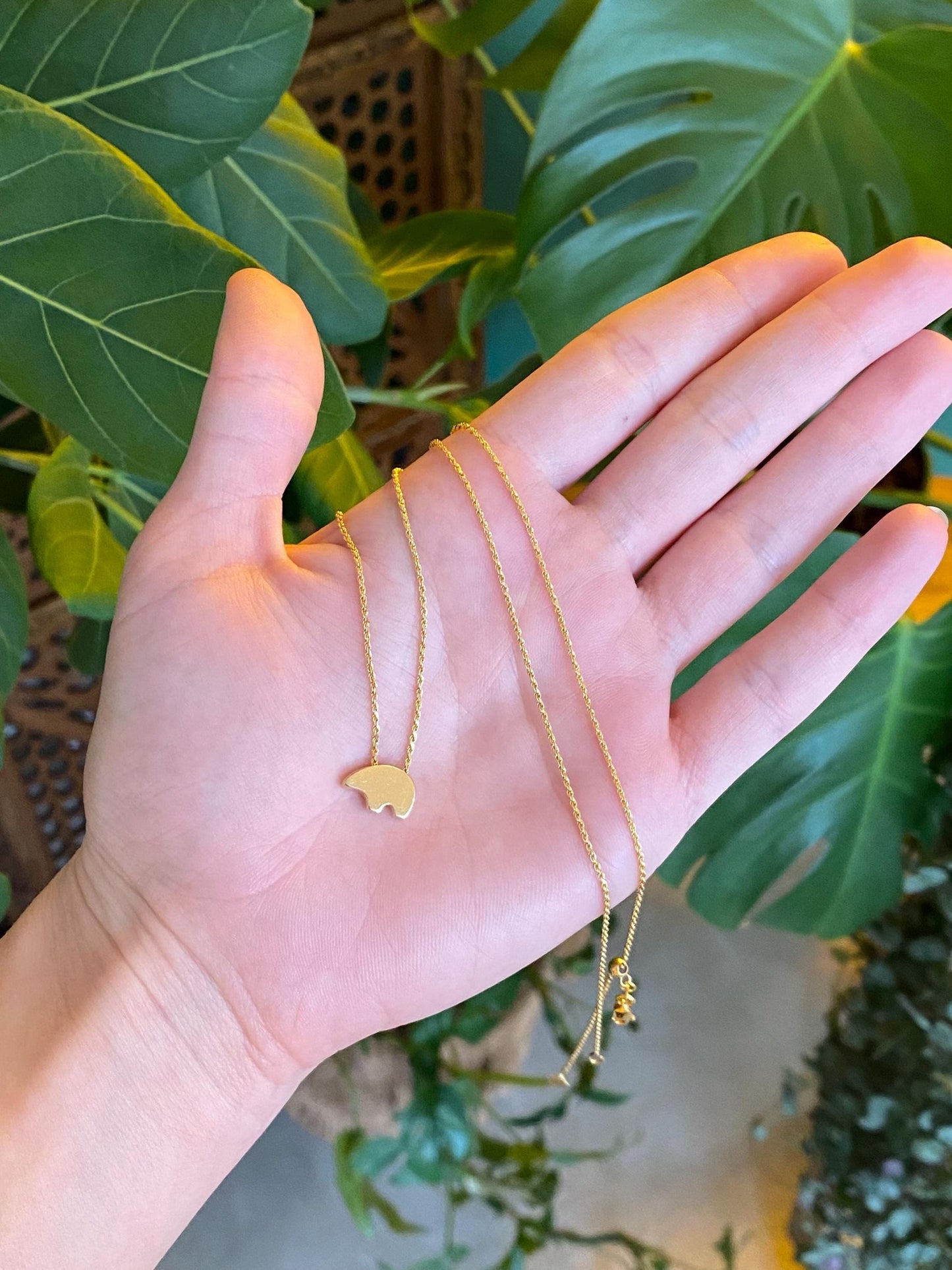 Vintage Solid 14k Yellow Gold Bear Slim Rope Chain Necklace - 21.25 inches