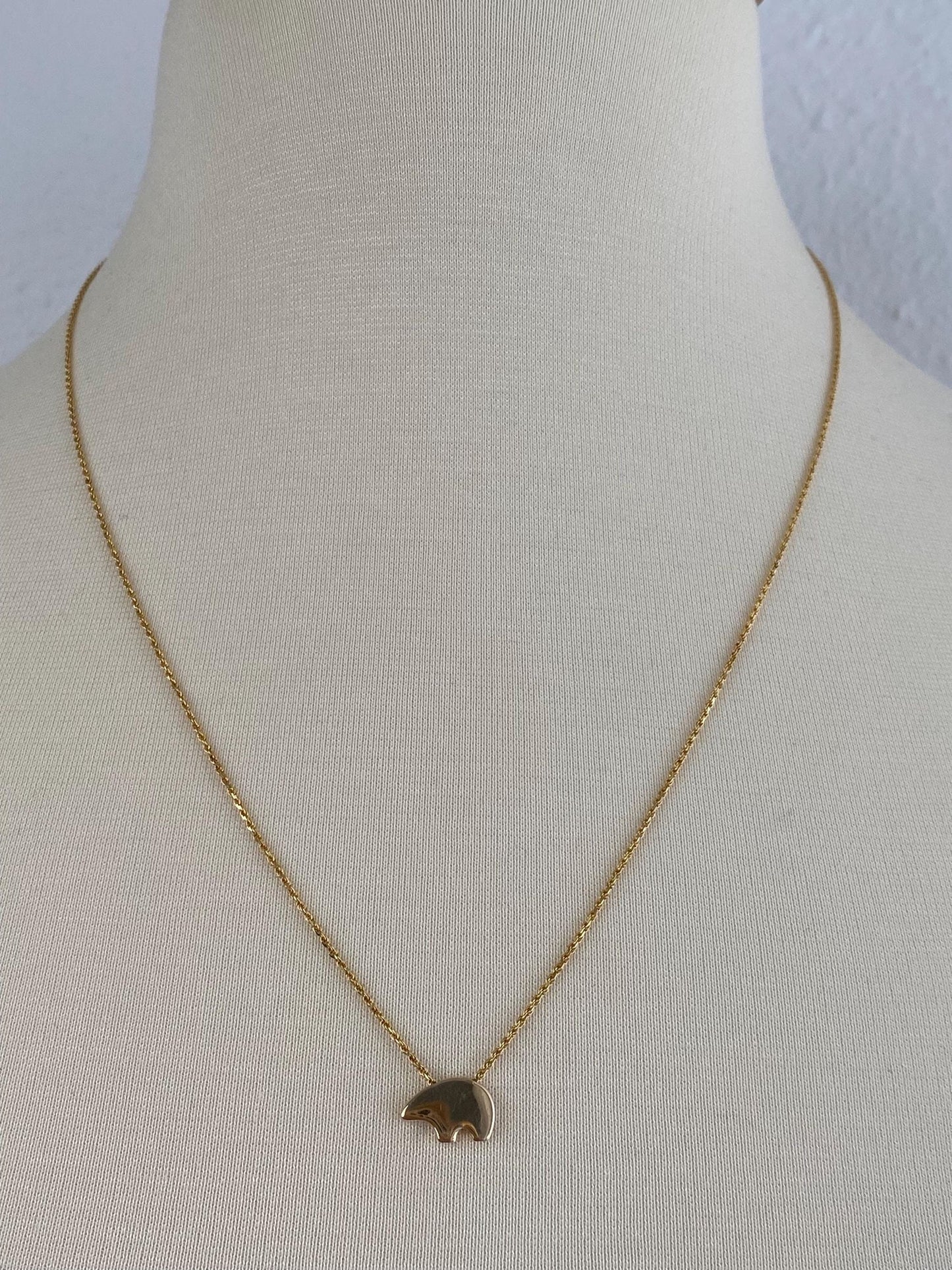 Vintage Solid 14k Yellow Gold Bear Slim Rope Chain Necklace - 21.25 inches